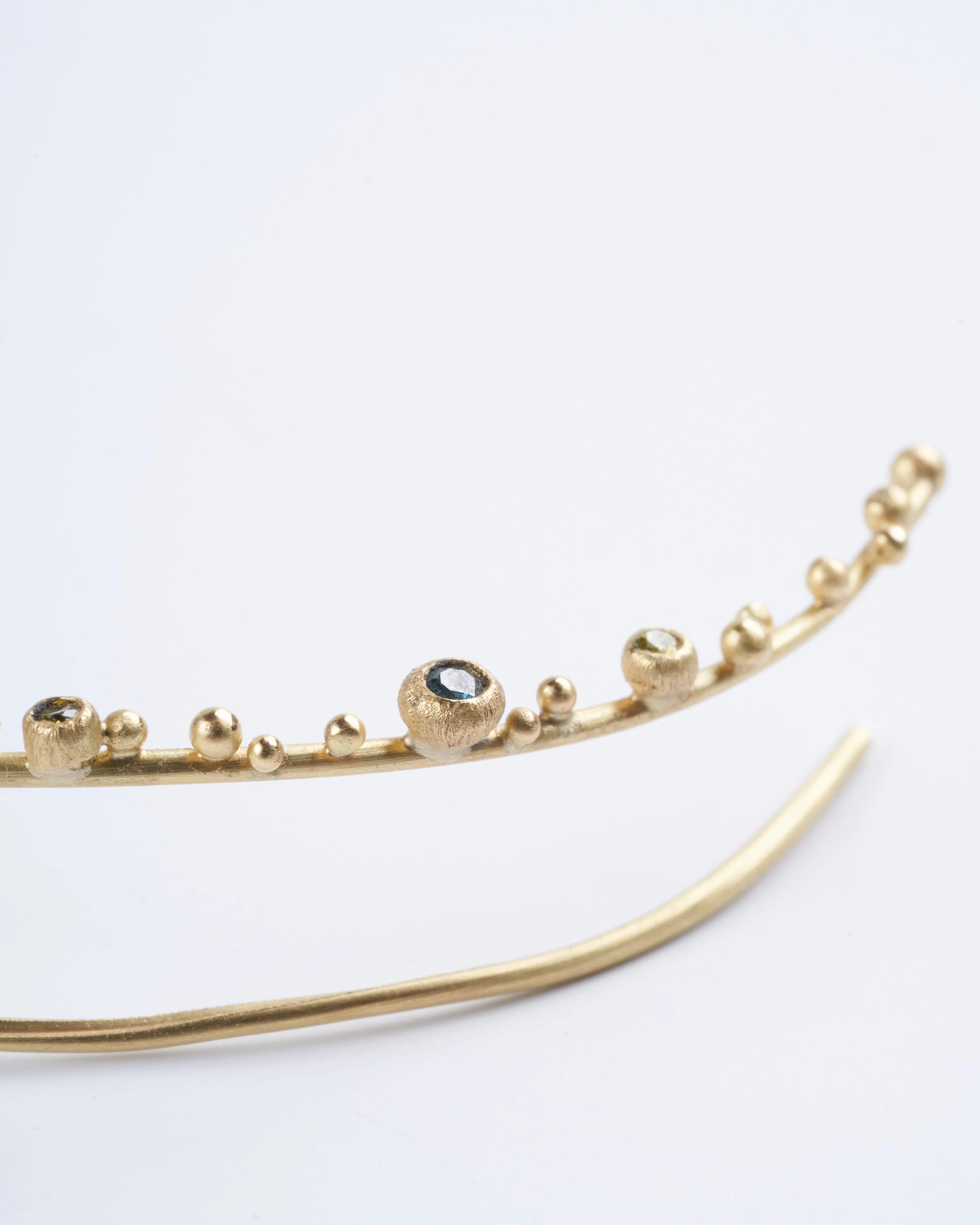 gold and mulit colored diamonds ear climber - diamonds and gold - Image 3