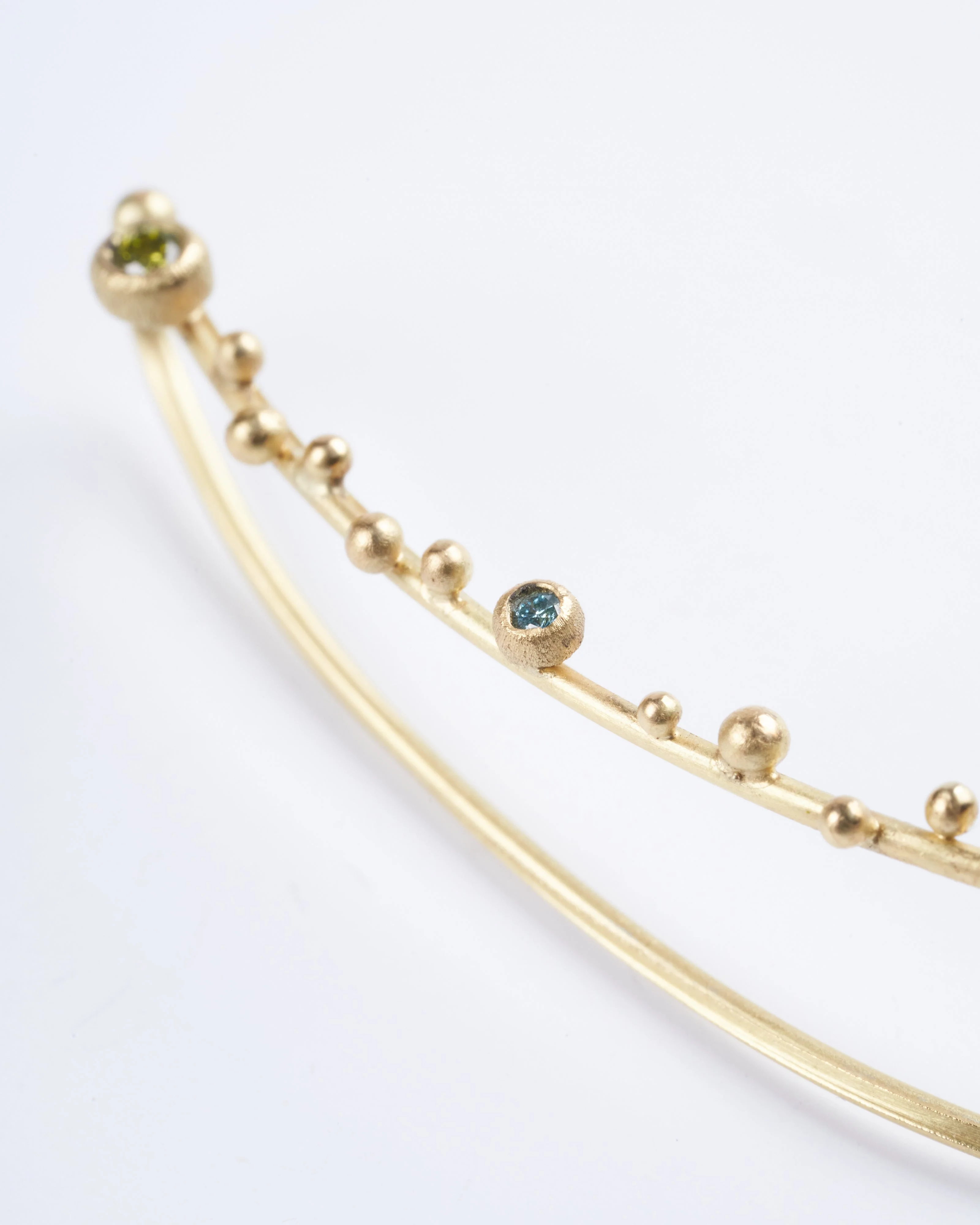 gold and mulit colored diamonds ear climber - diamonds and gold - Image 4