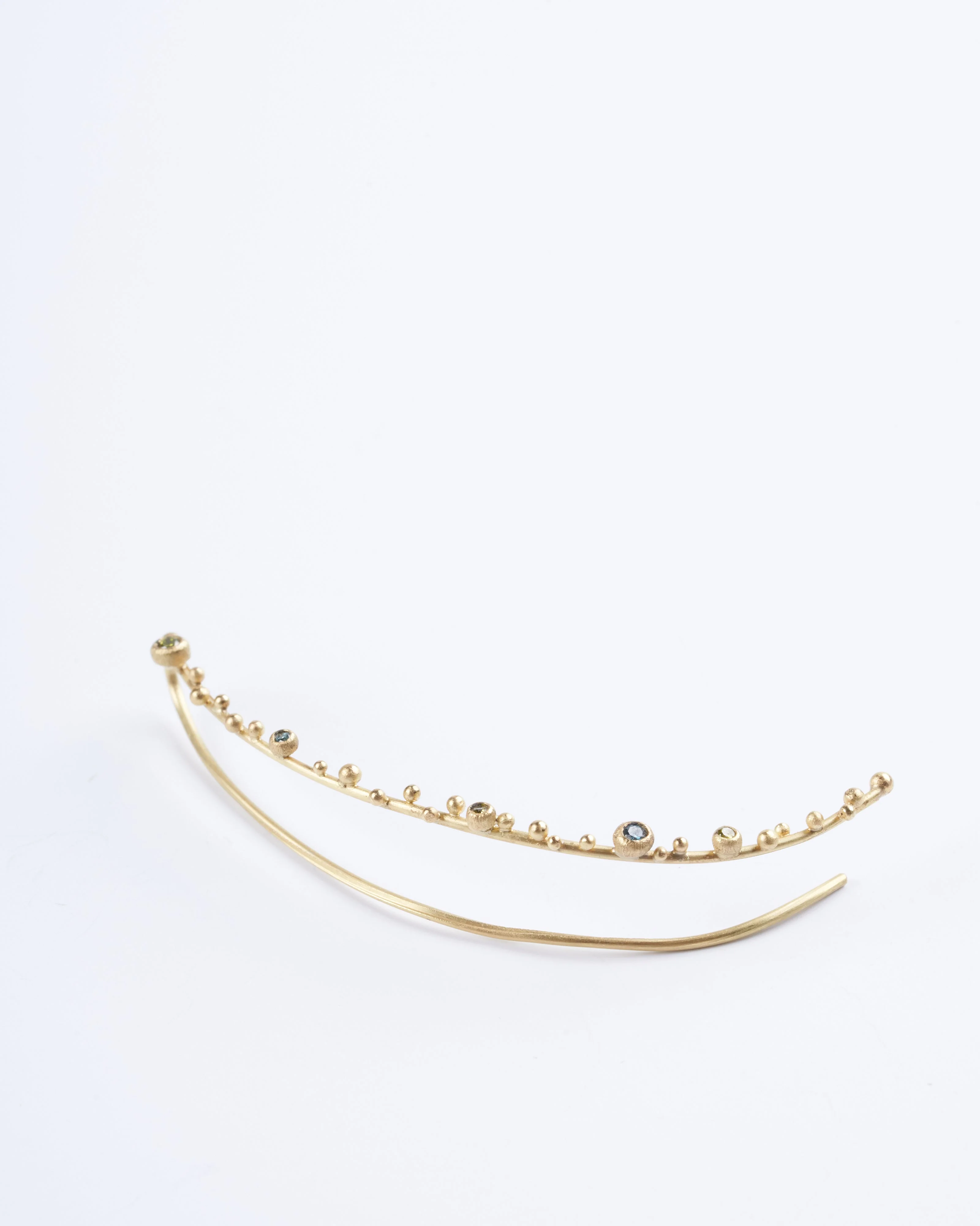 gold and mulit colored diamonds ear climber - diamonds and gold - Image 5