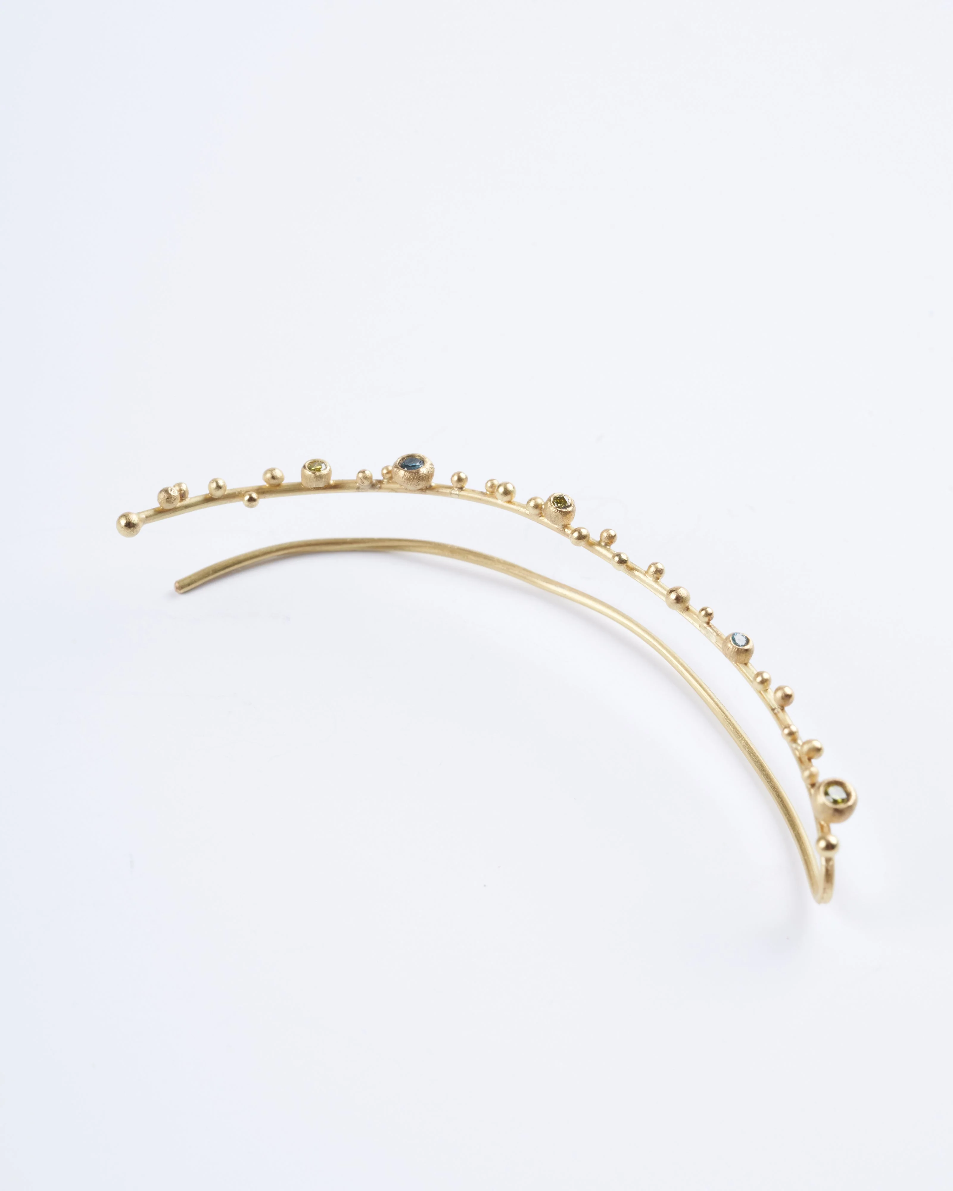 gold and mulit colored diamonds ear climber - diamonds and gold - Image 6