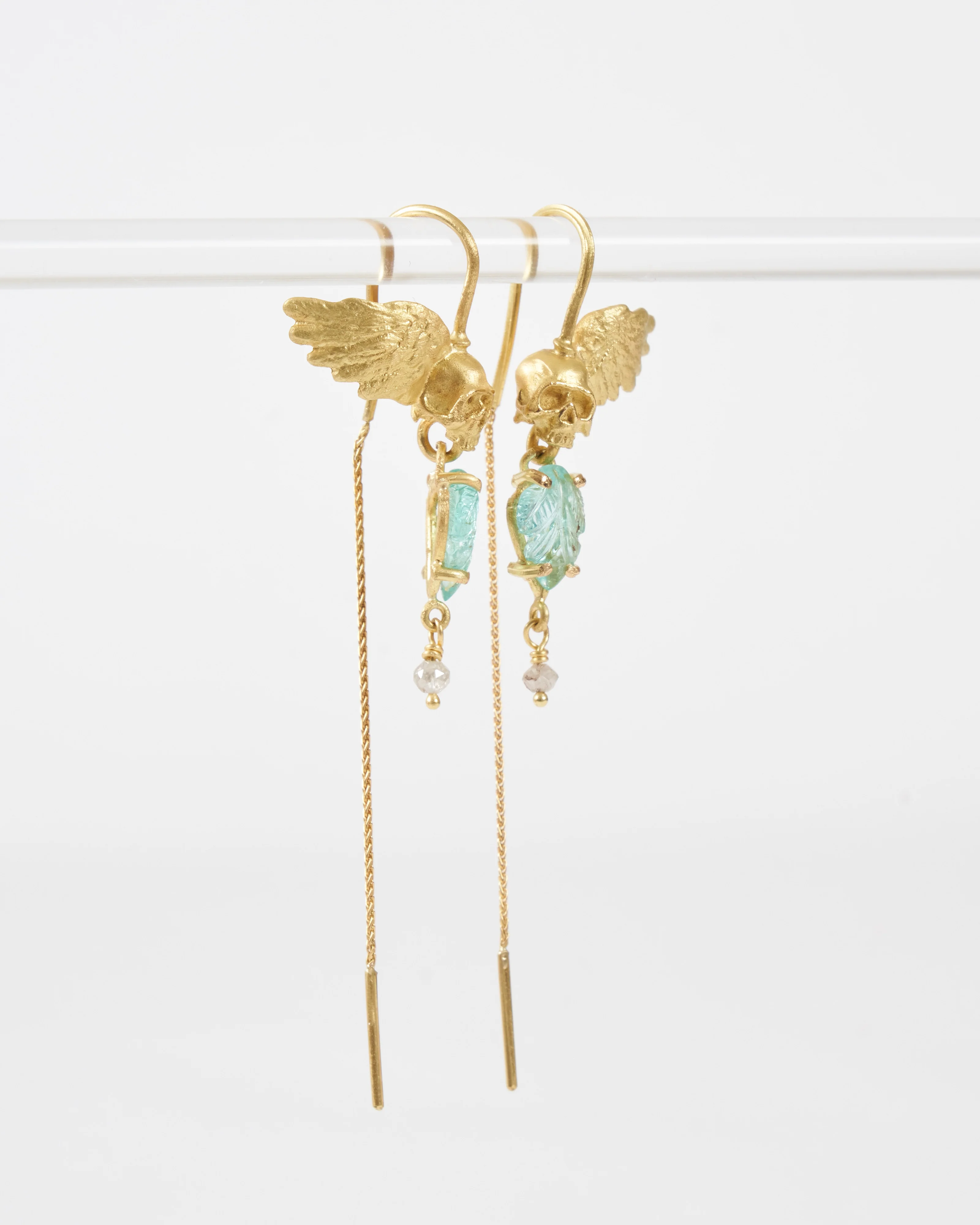 emerald skull earrings - Image 3