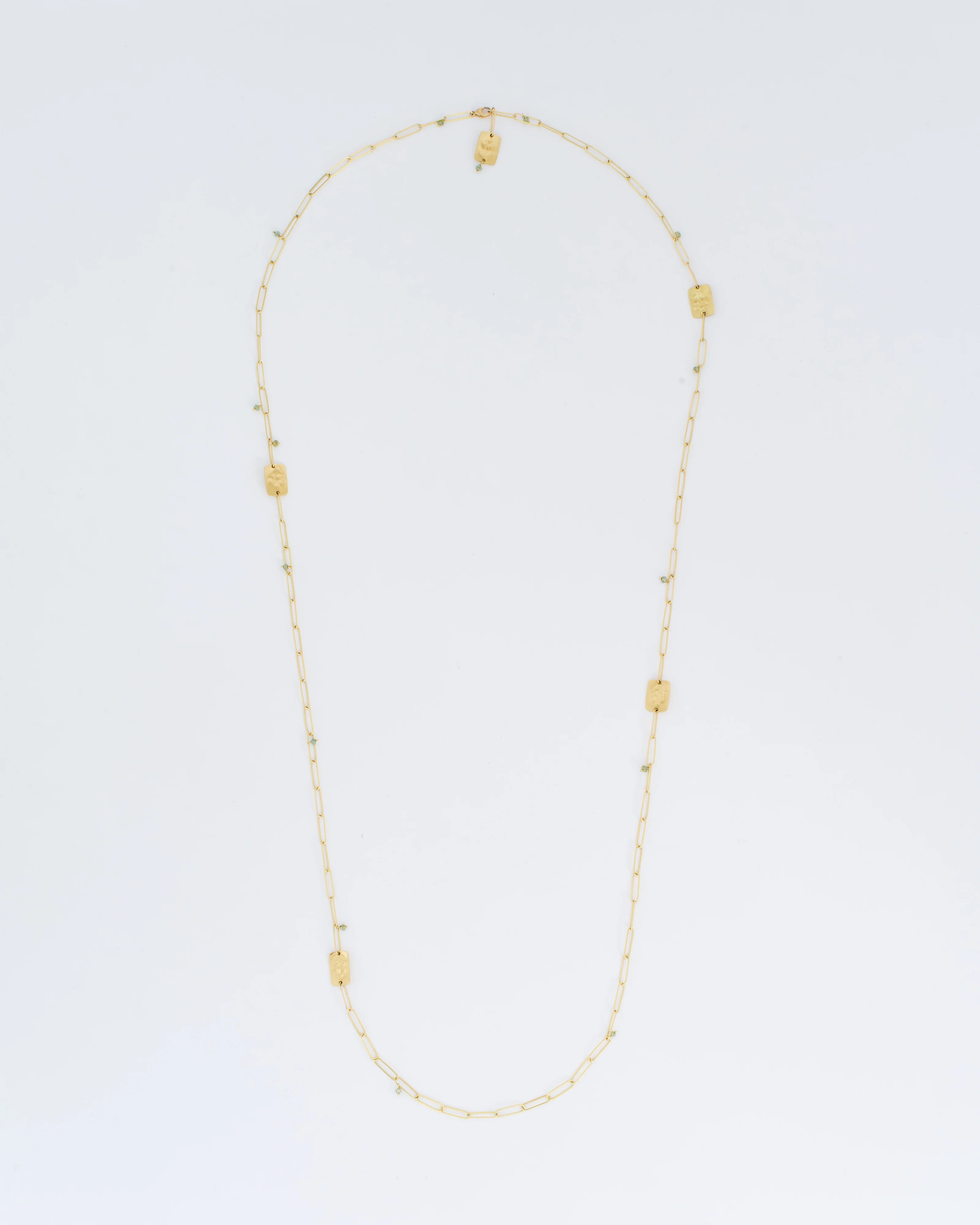 gold chain necklace with green diamonds - Image 3