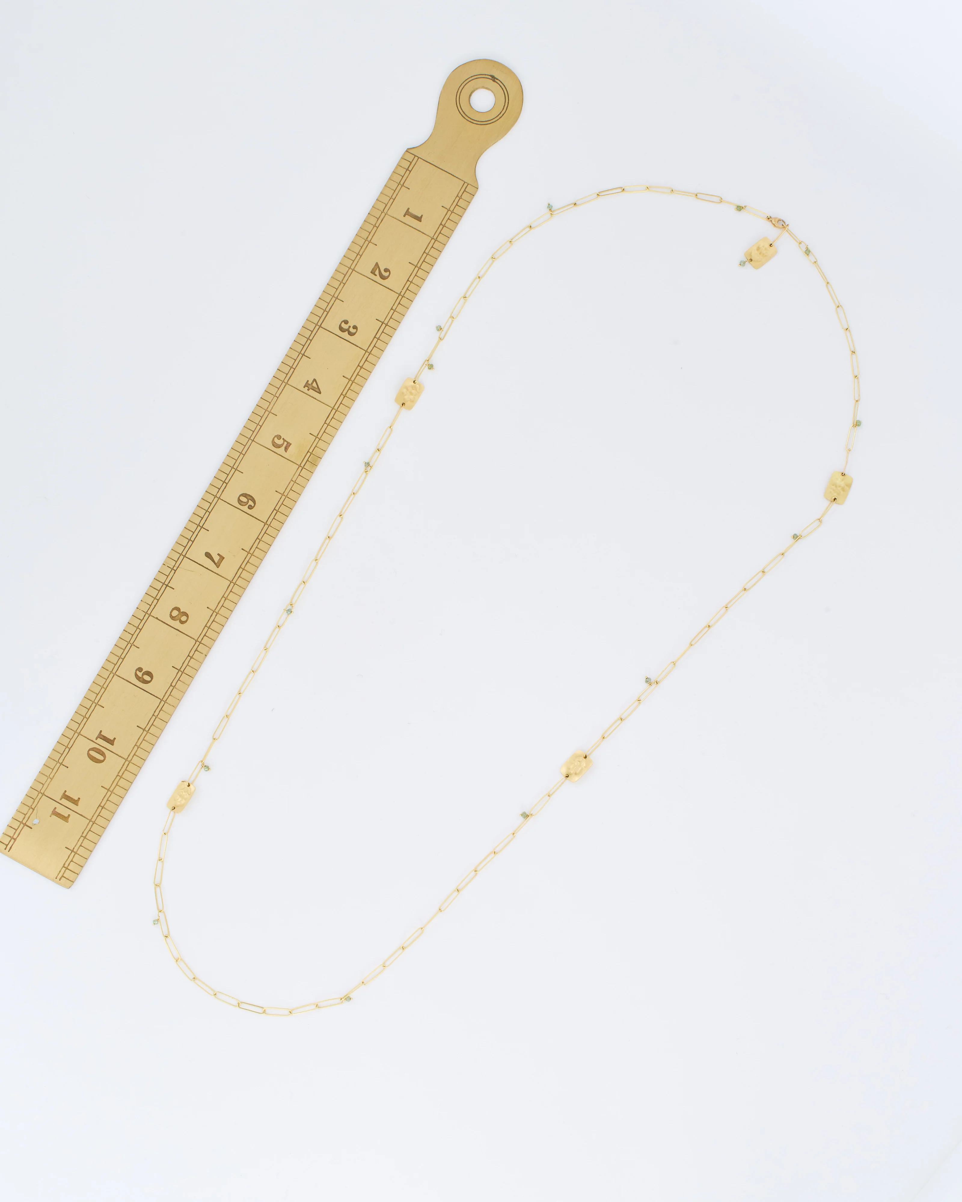 gold chain necklace with green diamonds - Image 8