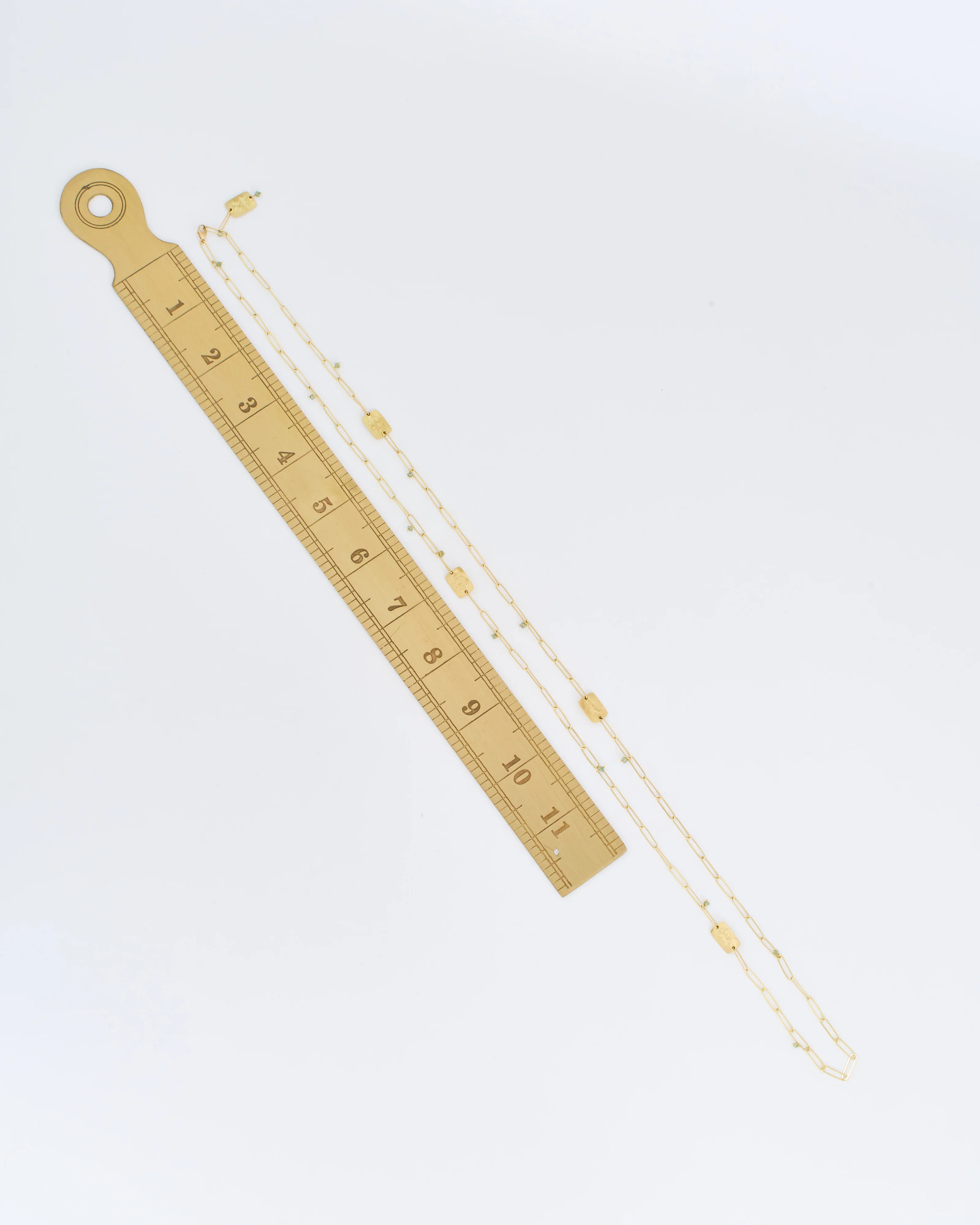 gold chain necklace with green diamonds - Image 9