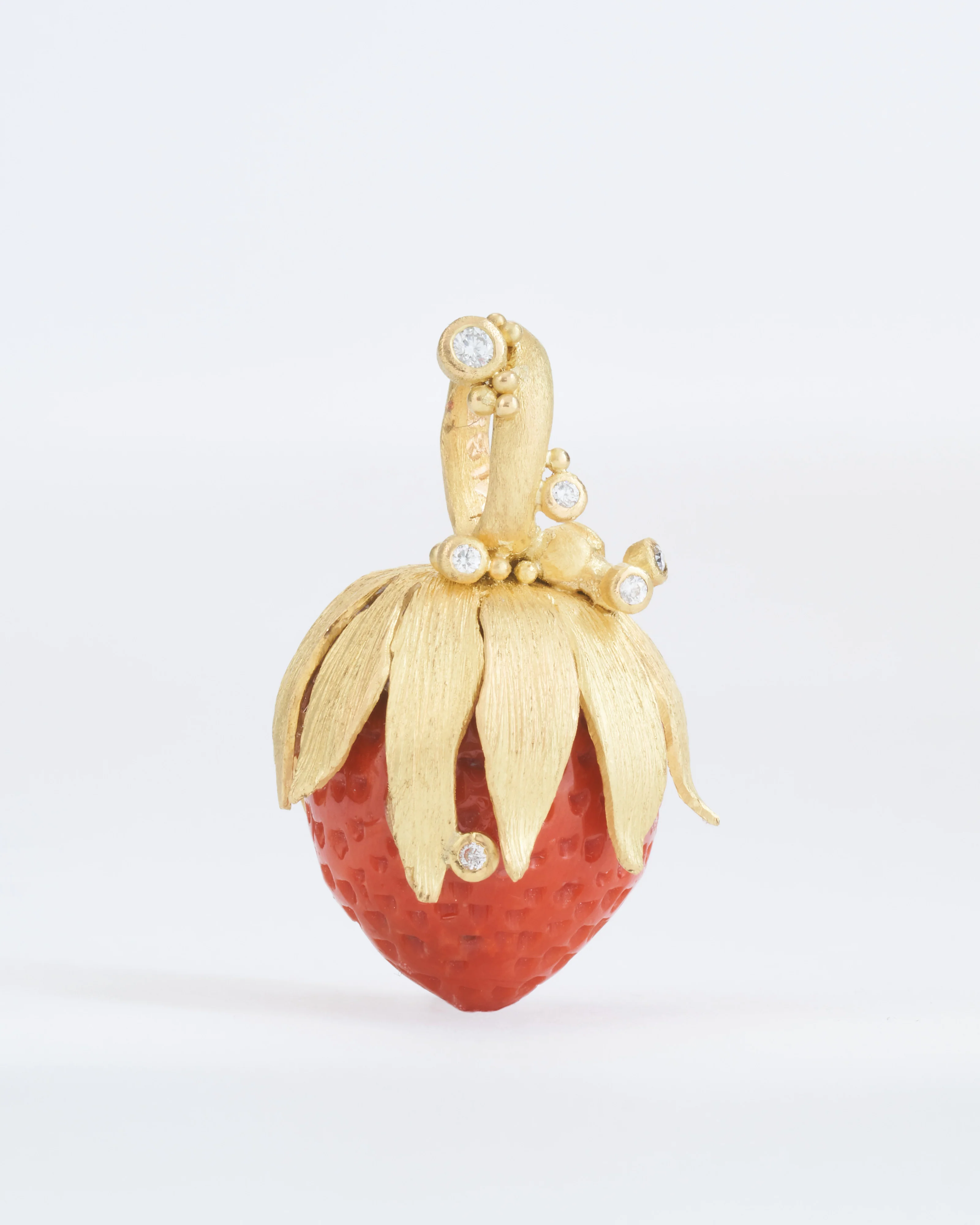 large coral strawberry pendant