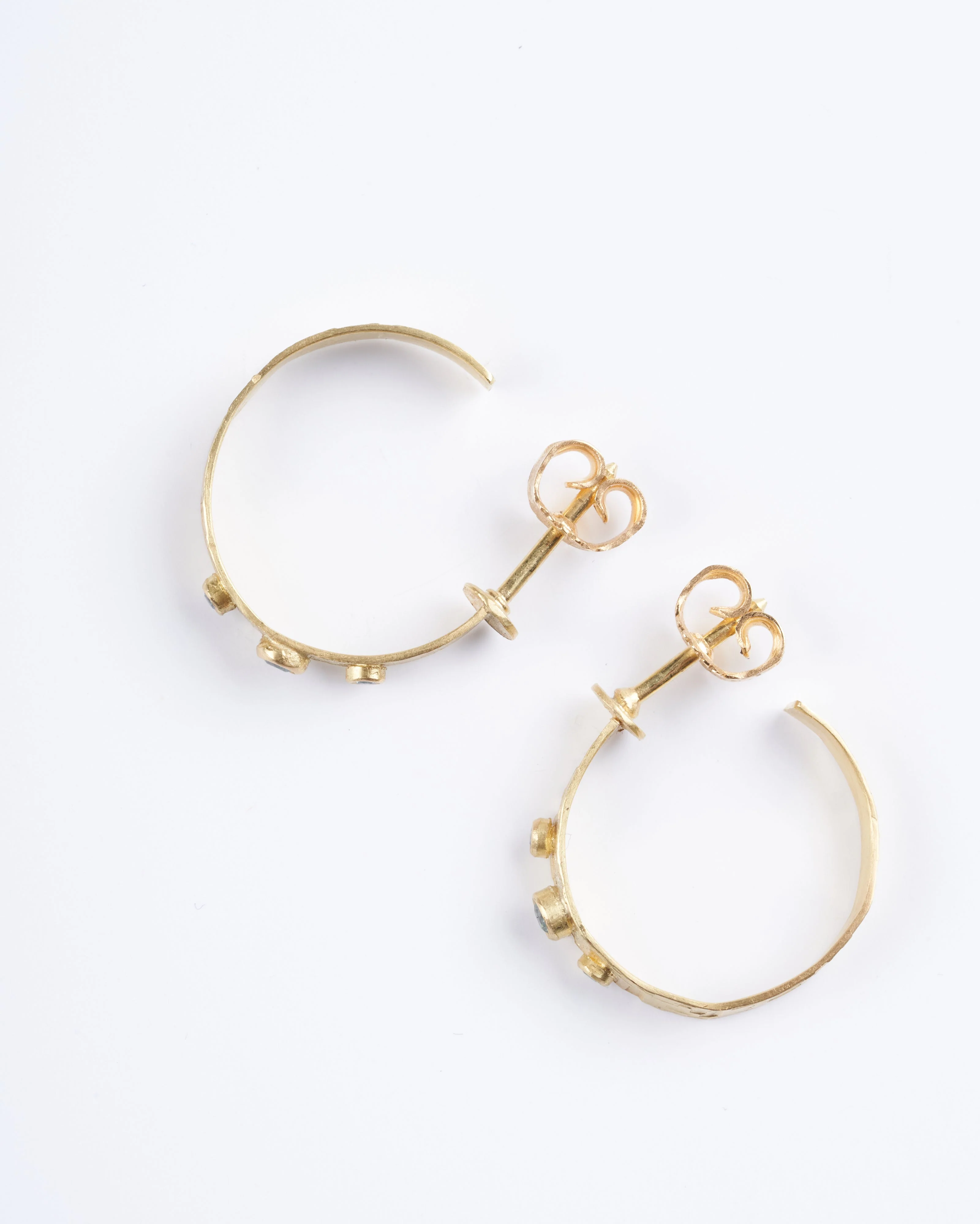 diamond hoop 18k yg earrings - diamond and gold - Image 2
