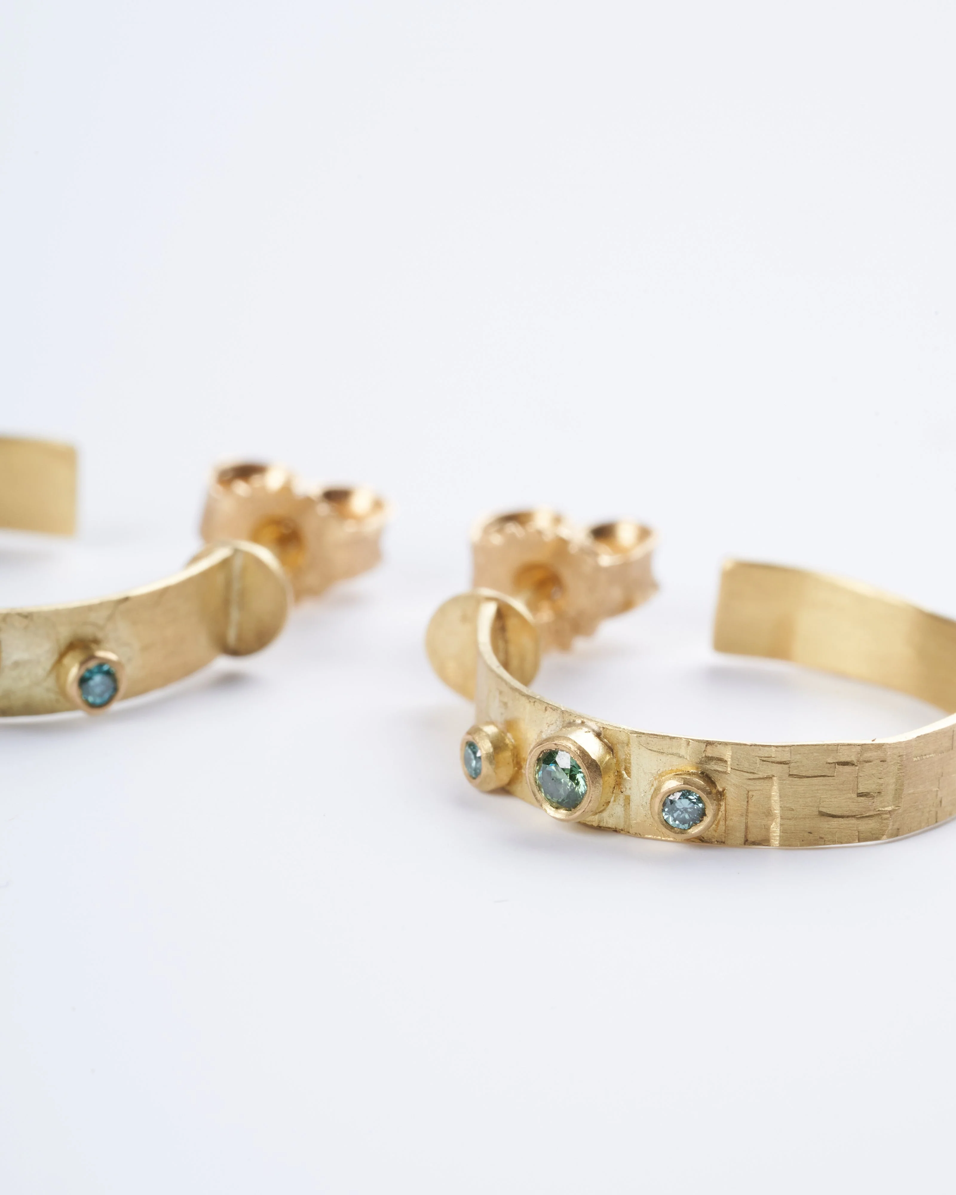 diamond hoop 18k yg earrings - diamond and gold - Image 3