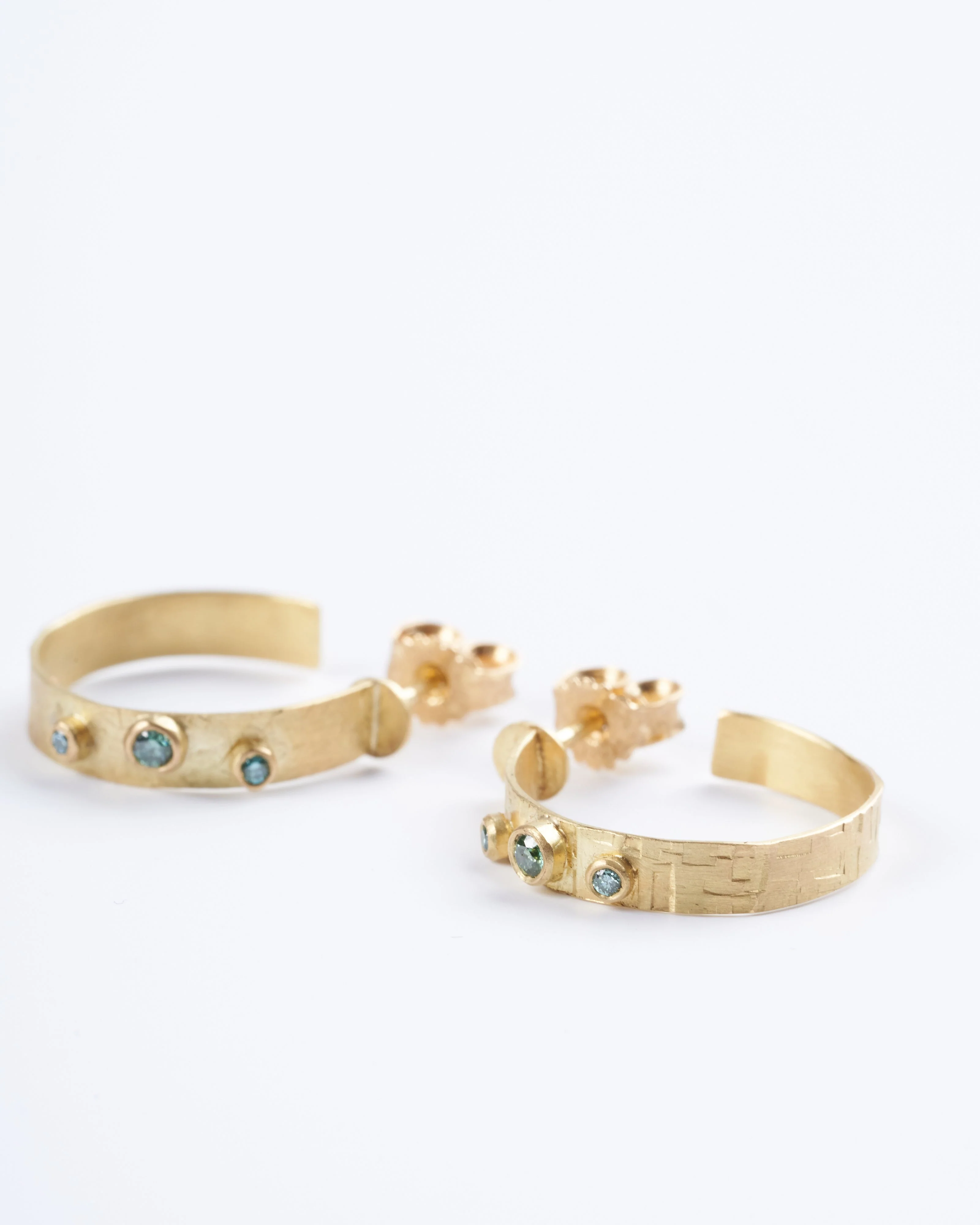 diamond hoop 18k yg earrings - diamond and gold - Image 4