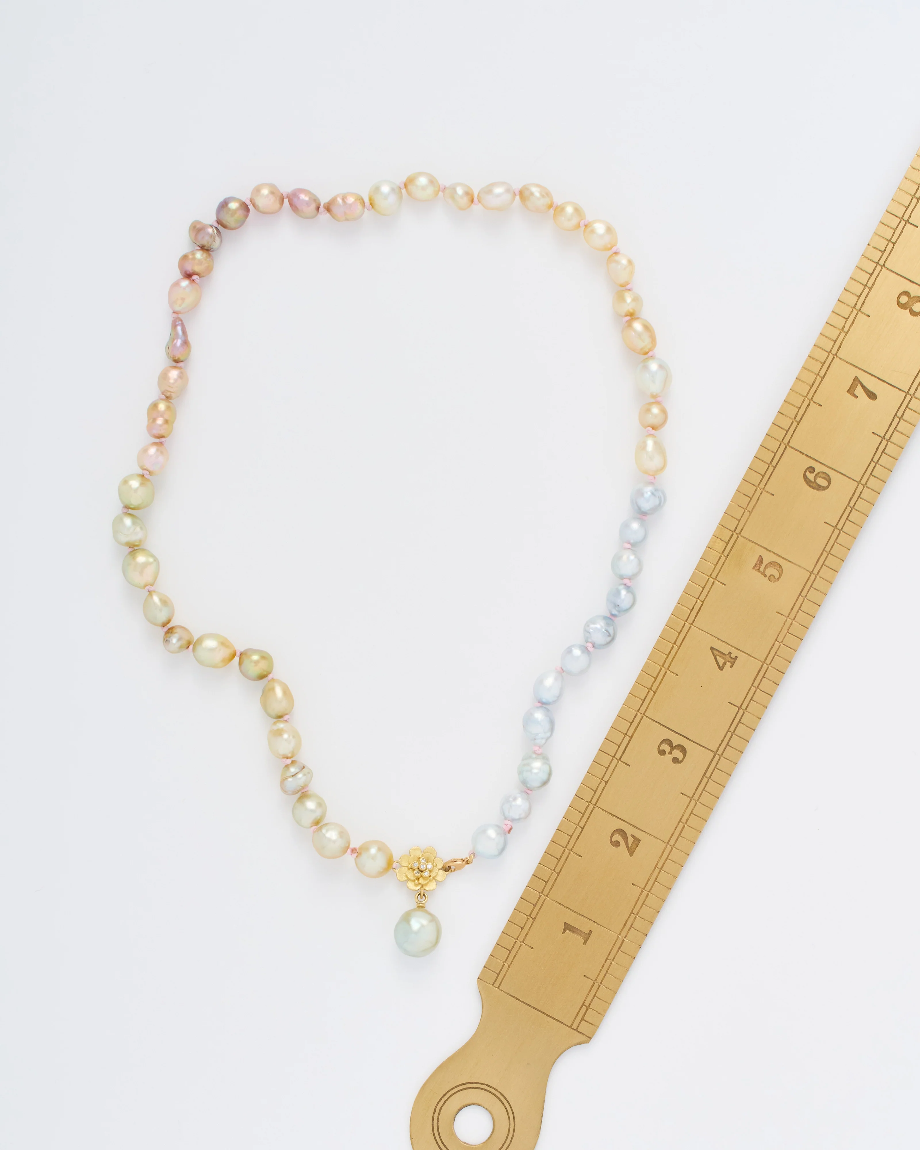 pearl necklace with flower and diamonds - Image 6