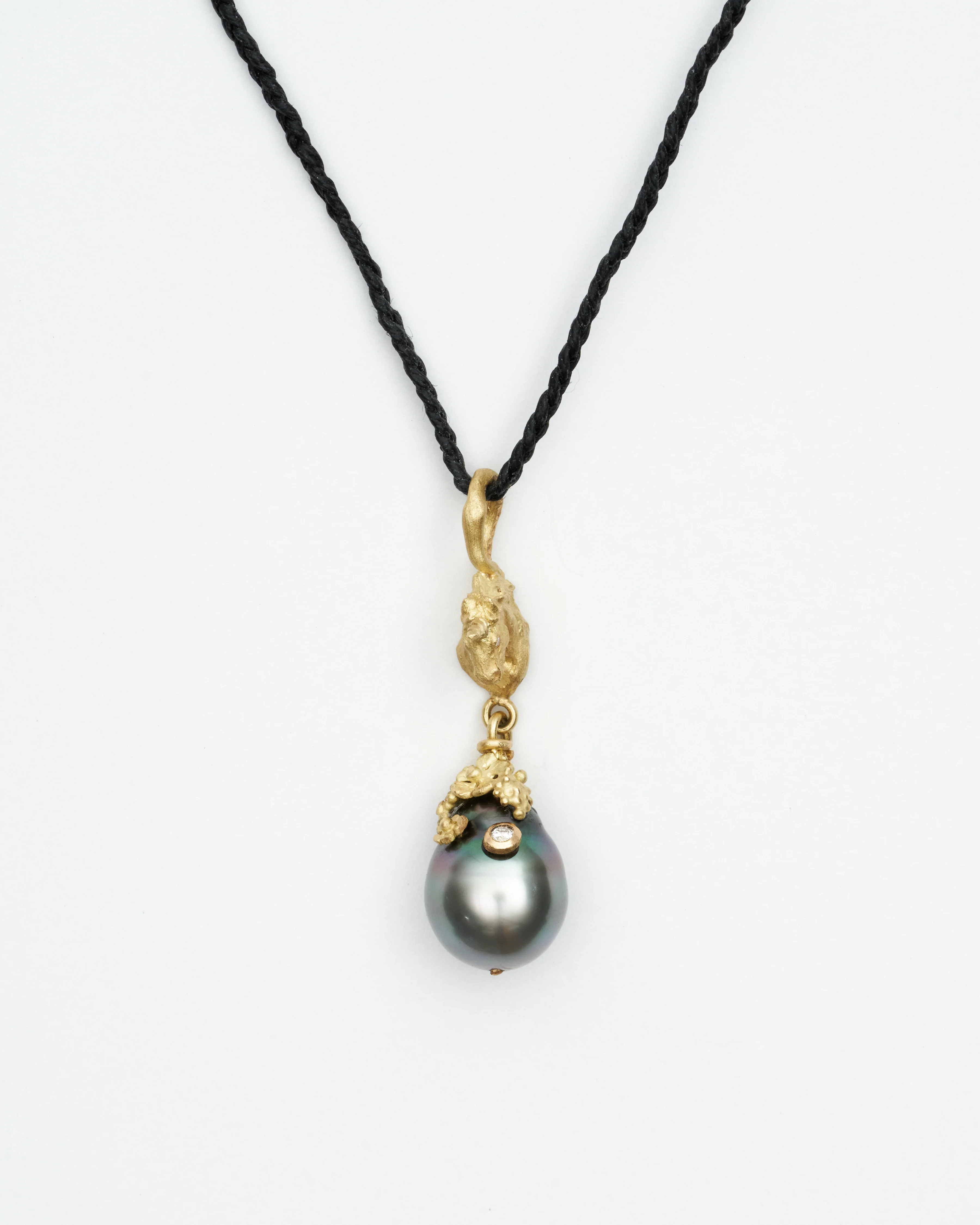 pendant tahitian pearl 18k gold w/ .04 ct diamond - Image 2