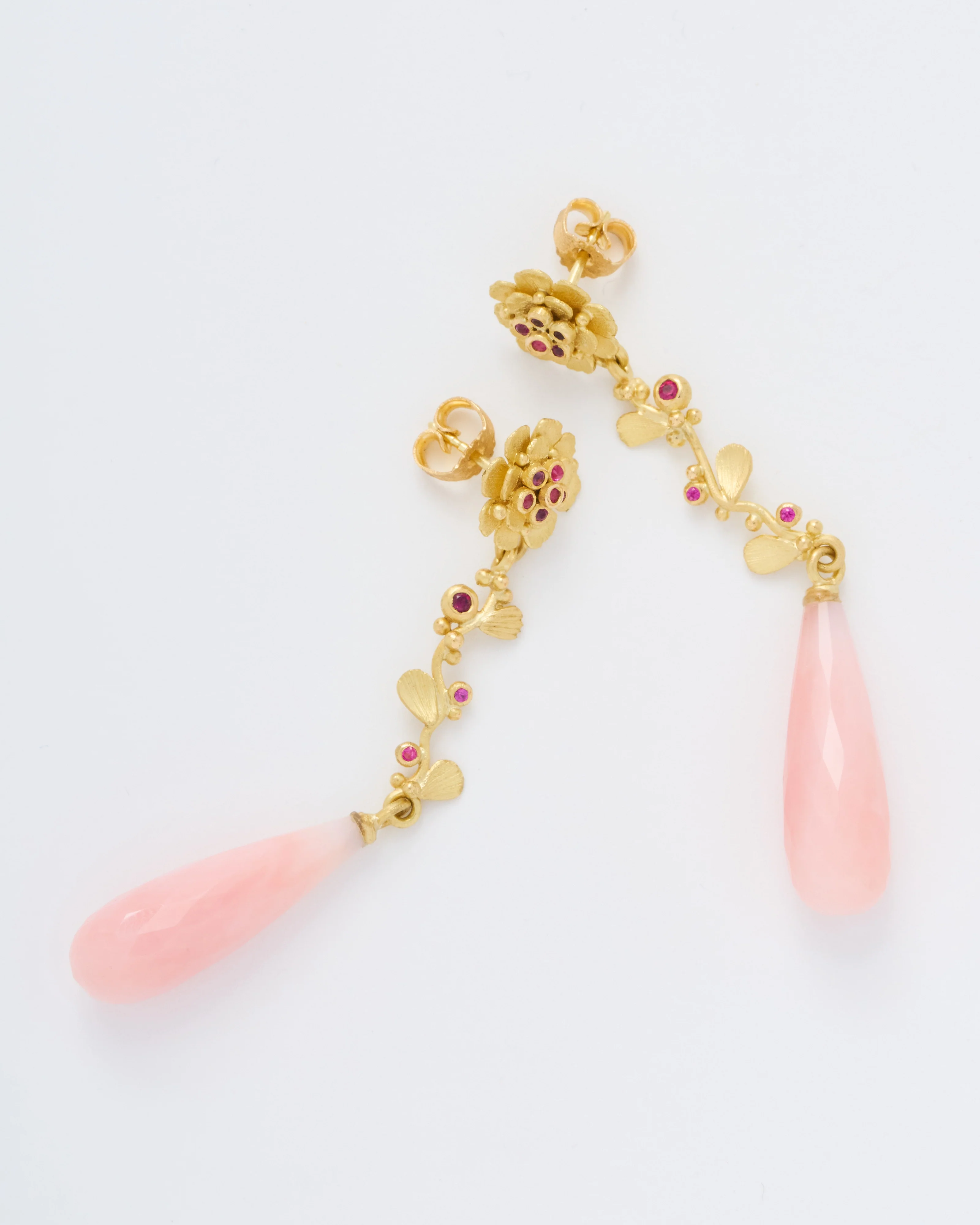 pink opal and ruby earrings - Image 3