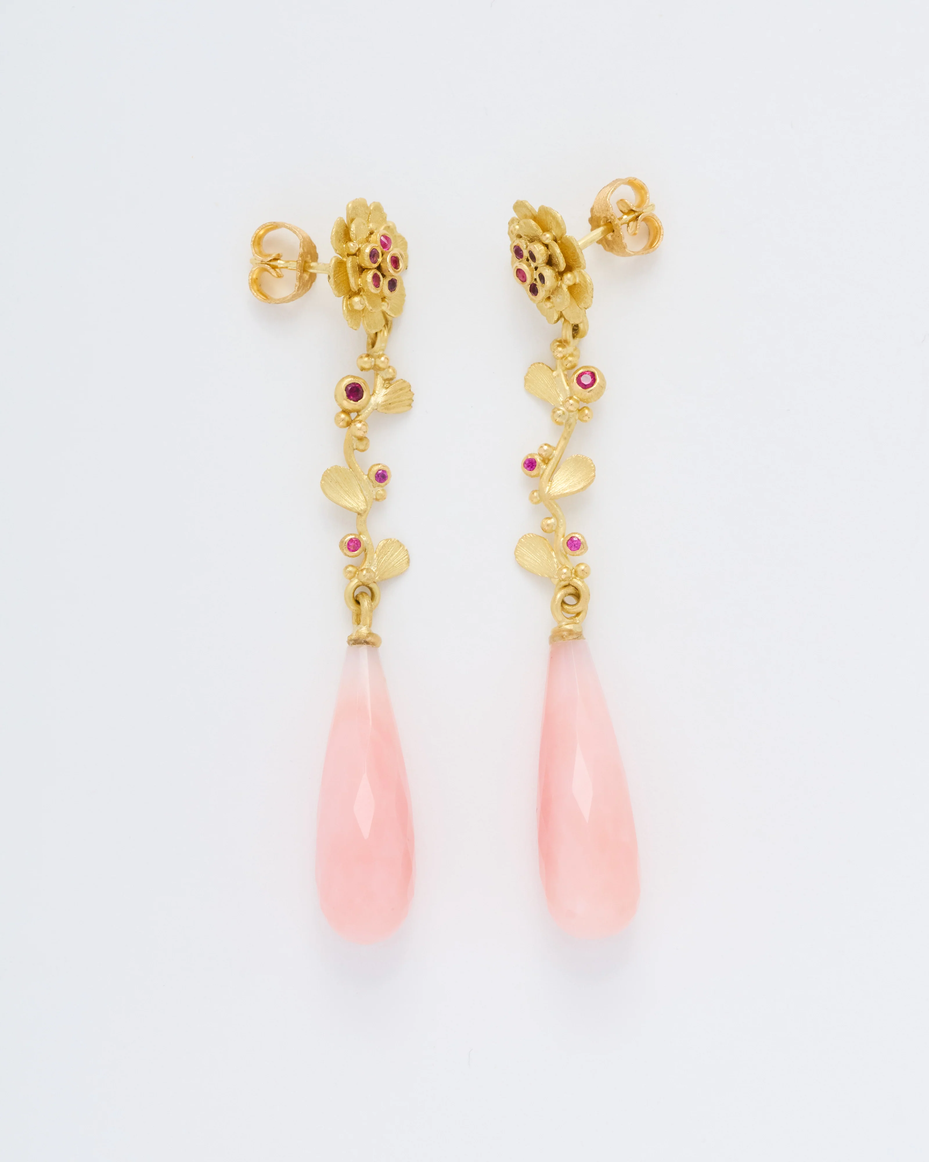 pink opal and ruby earrings - Image 4