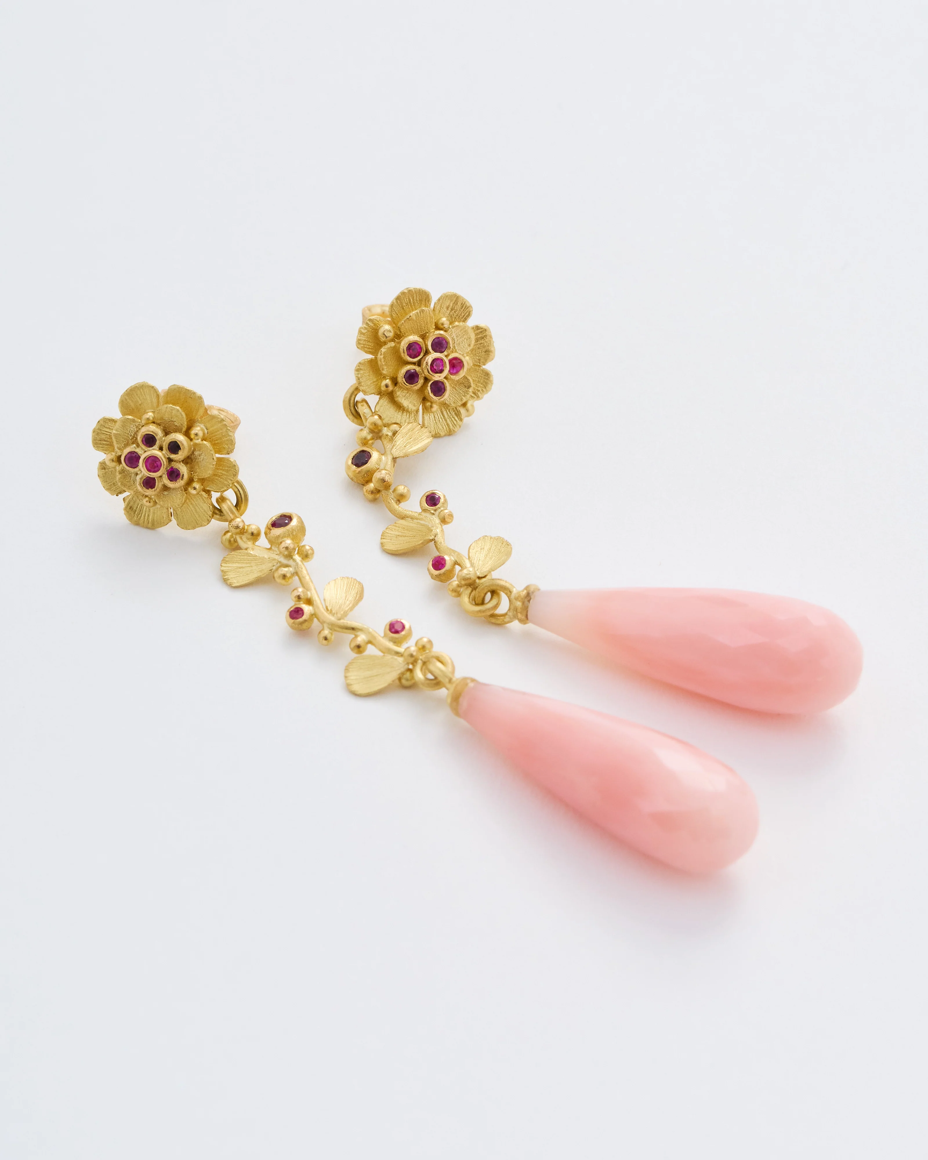 pink opal and ruby earrings - Image 5