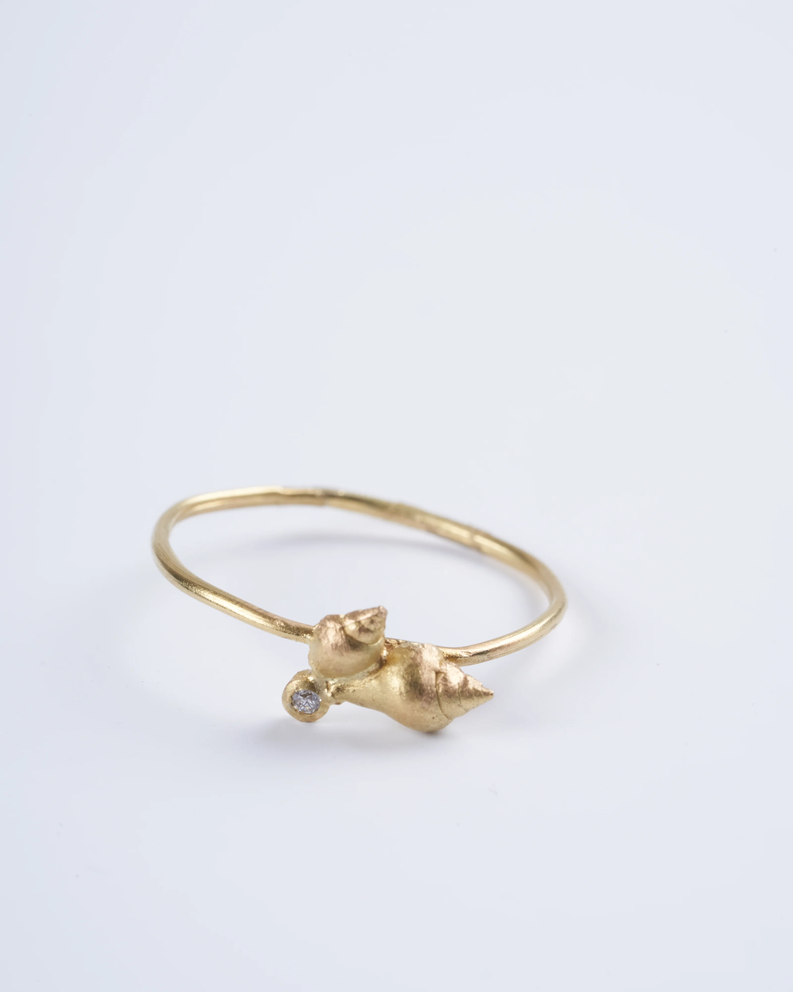 two shells with diamond - gold