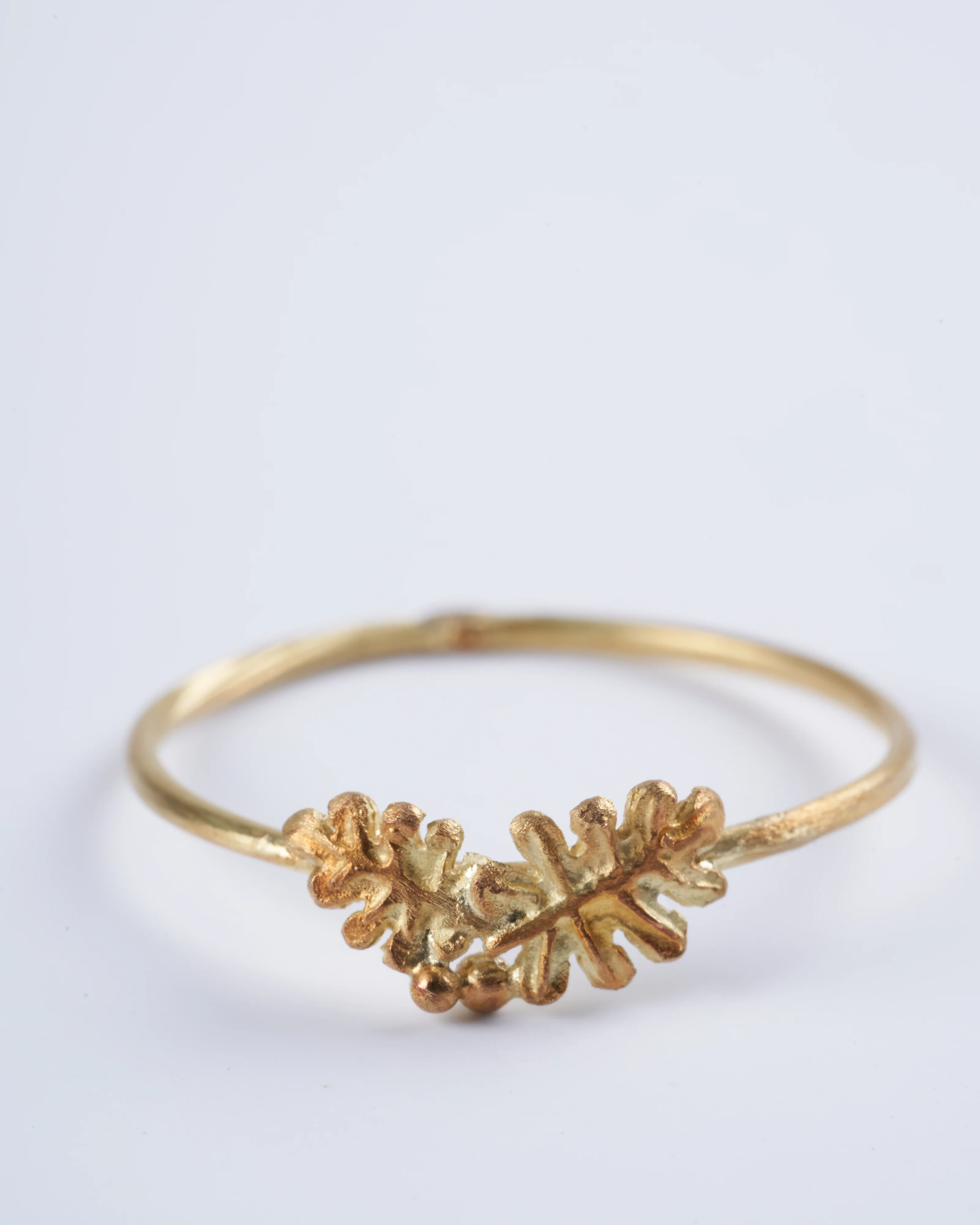 18k yellow gold leaf ring - gold