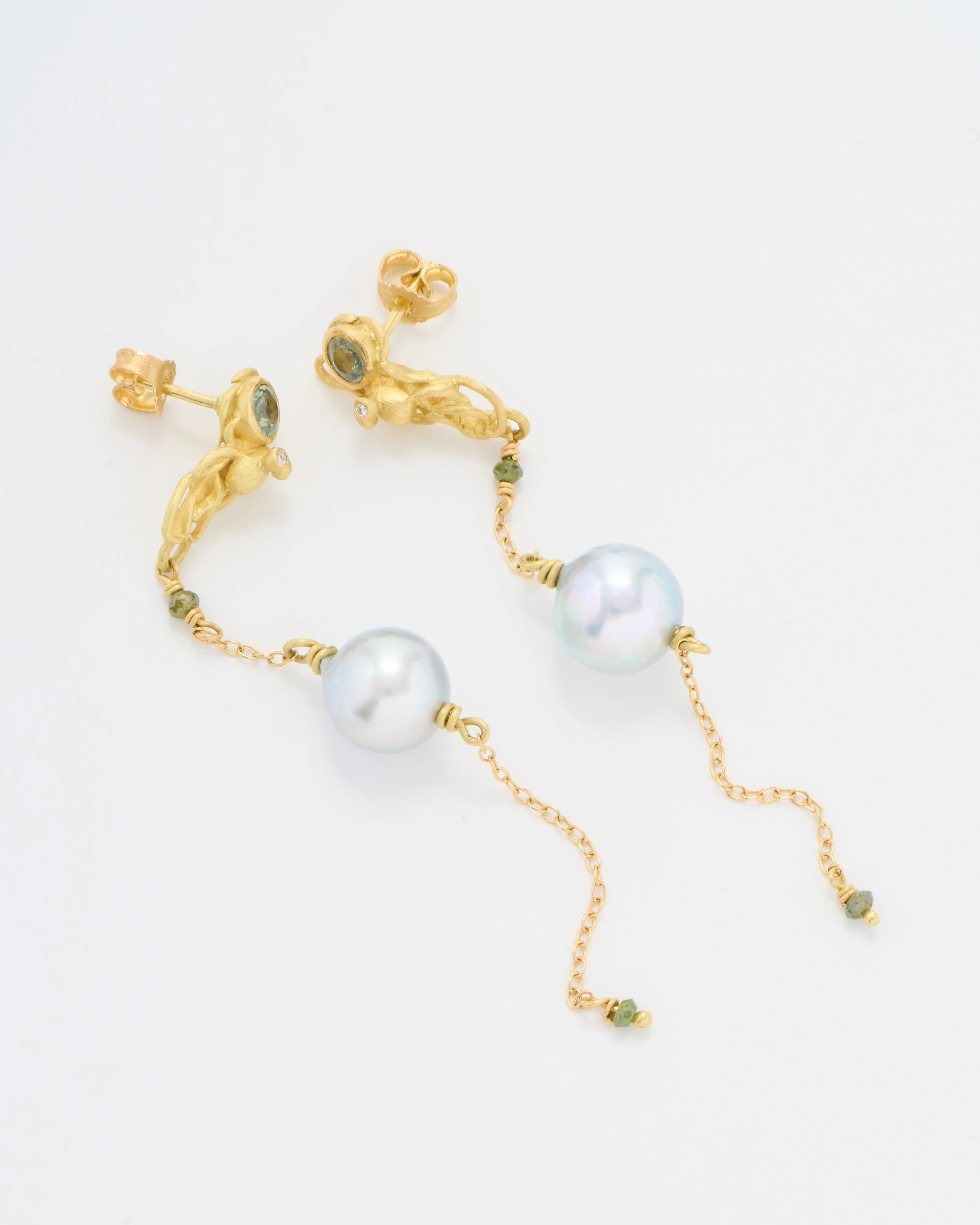 sapphire and pearl octopus drop earrings - Image 2