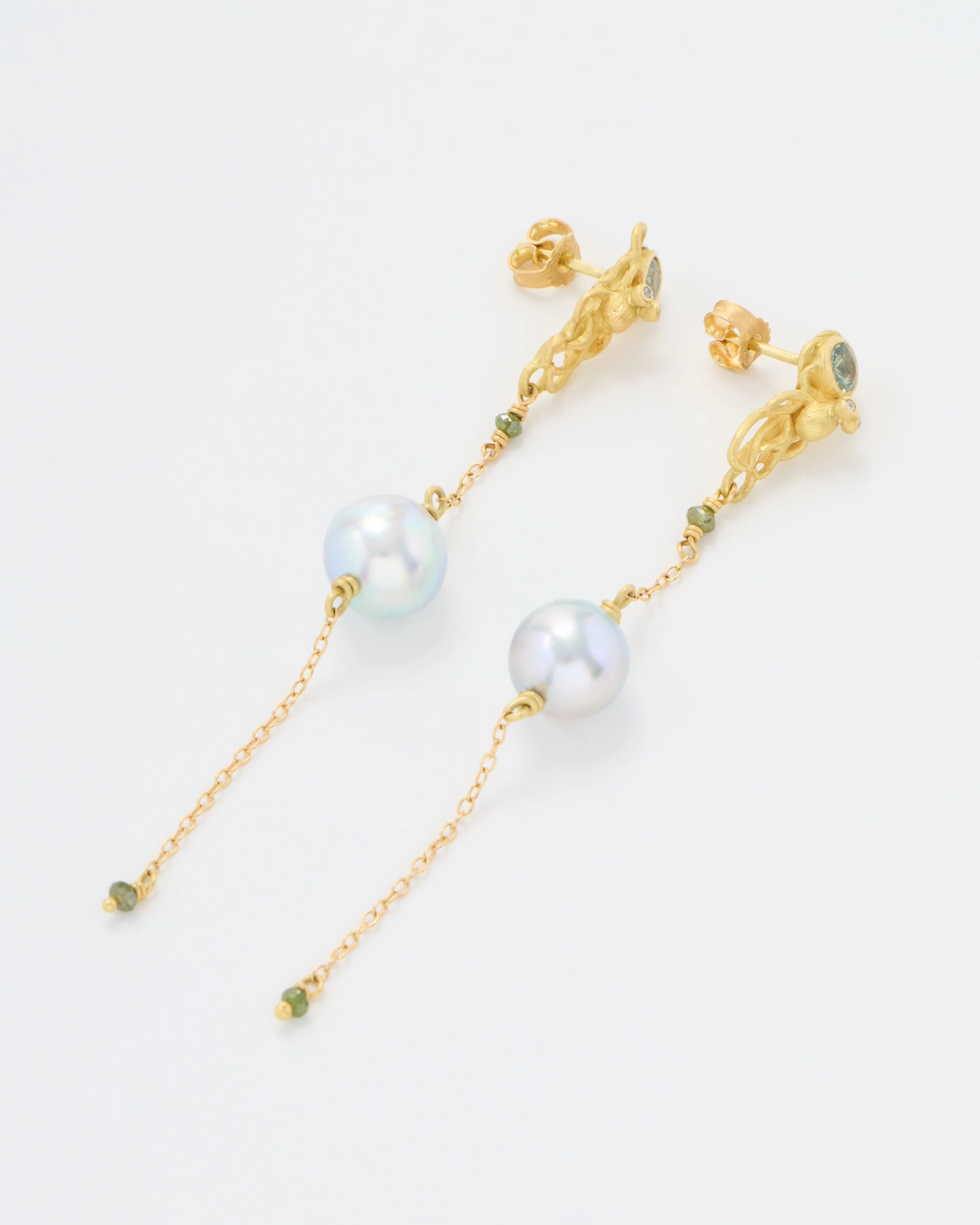 sapphire and pearl octopus drop earrings - Image 3
