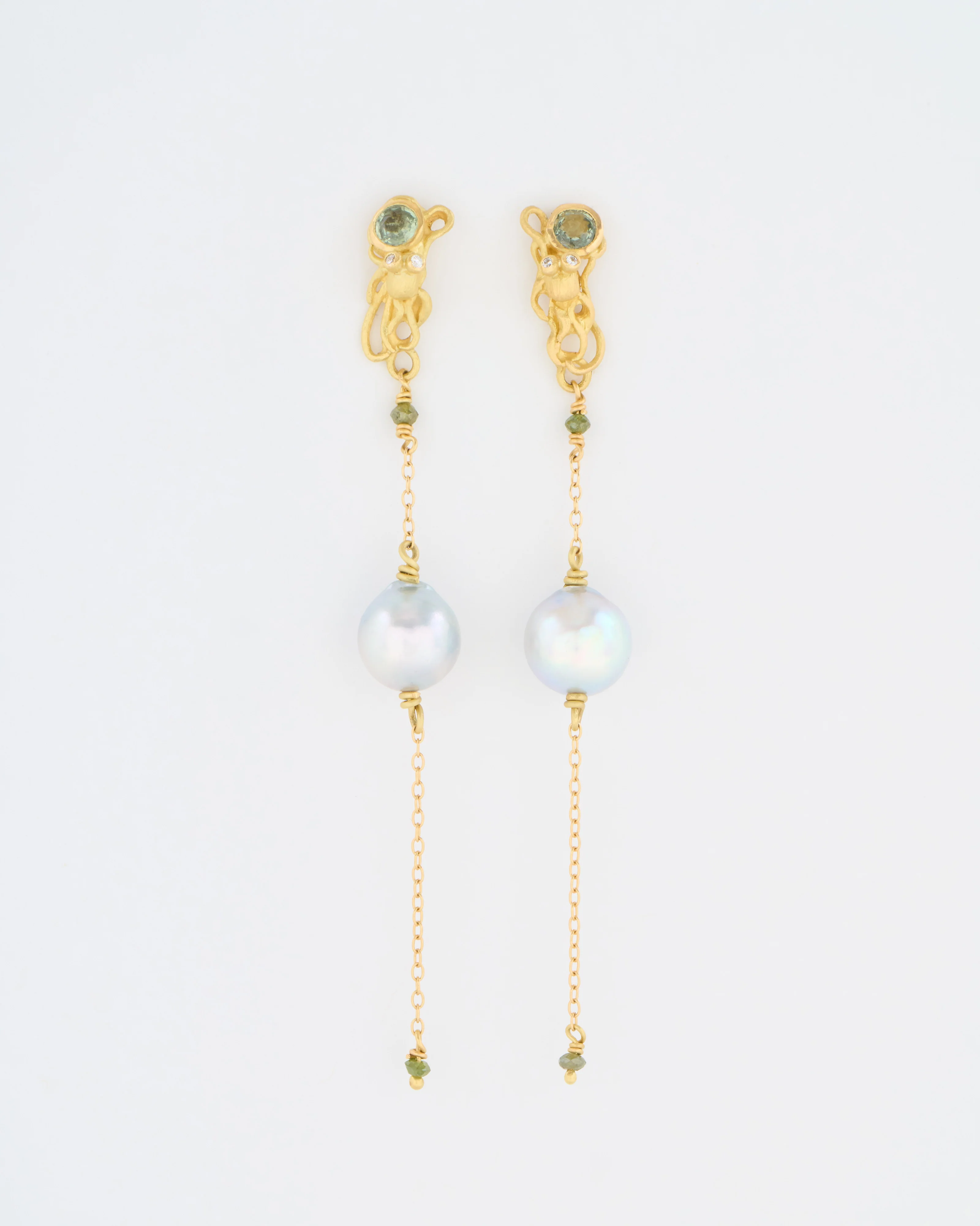 sapphire and pearl octopus drop earrings - Image 4