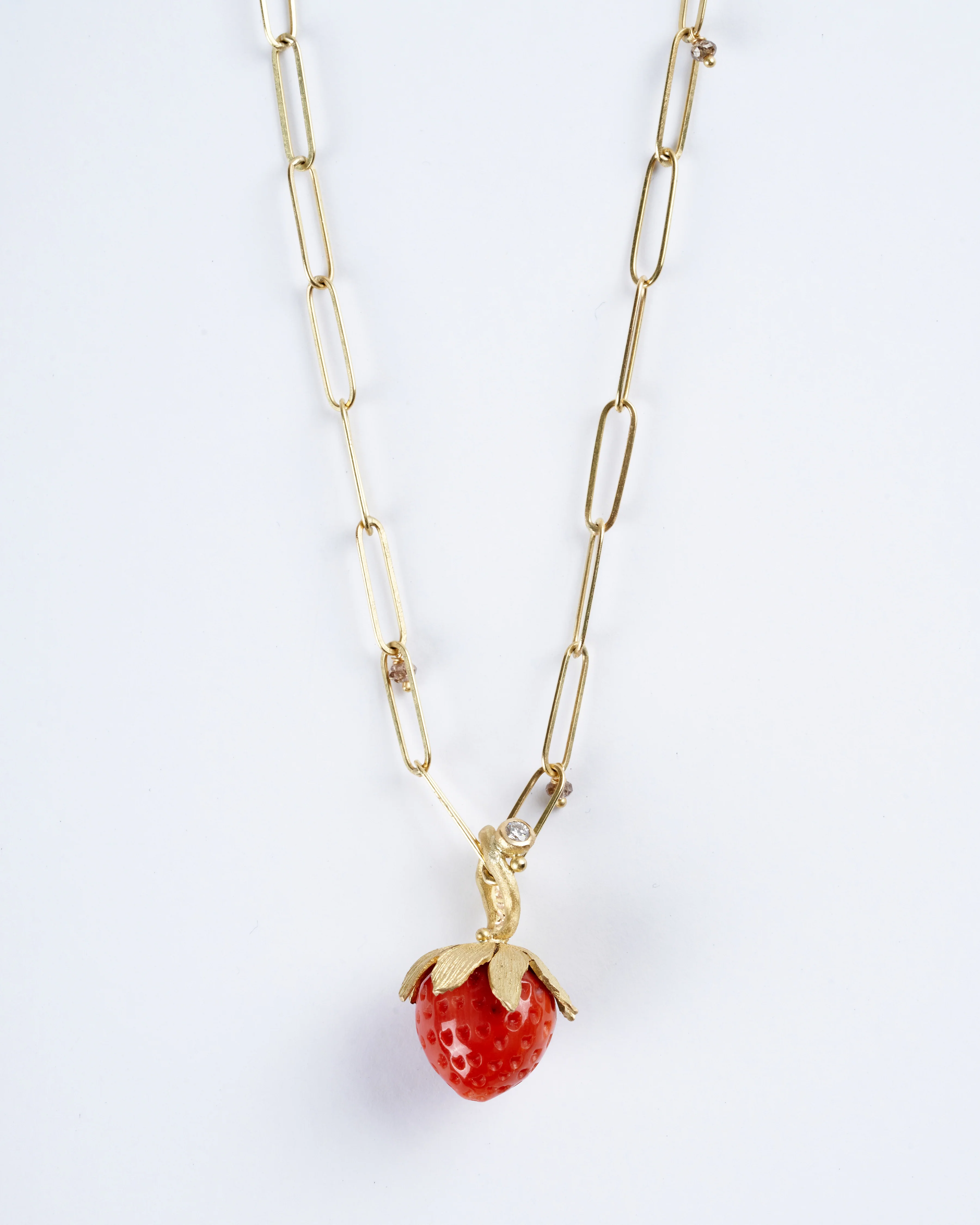 strawberry pendant - coral