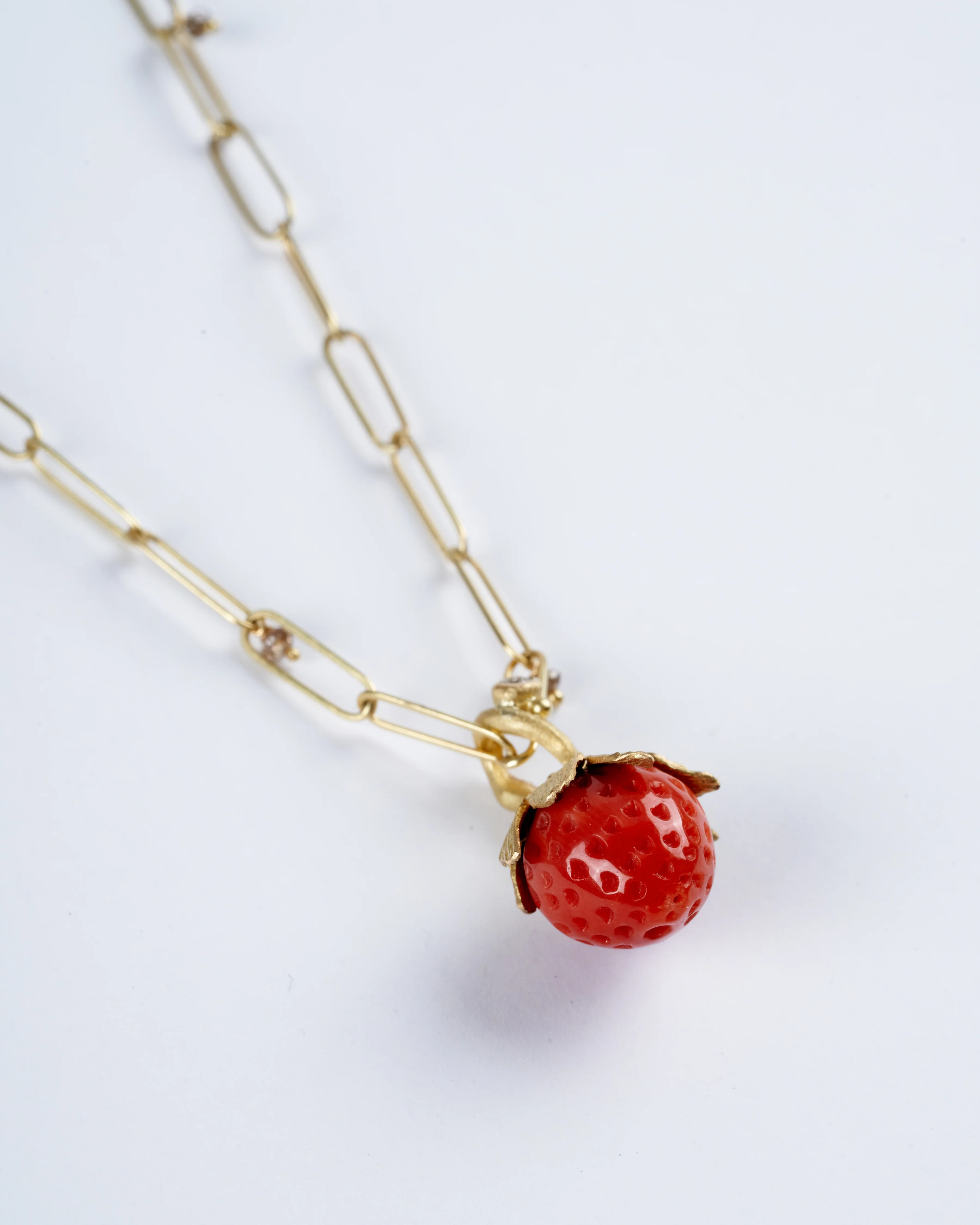 strawberry pendant - coral - Image 3