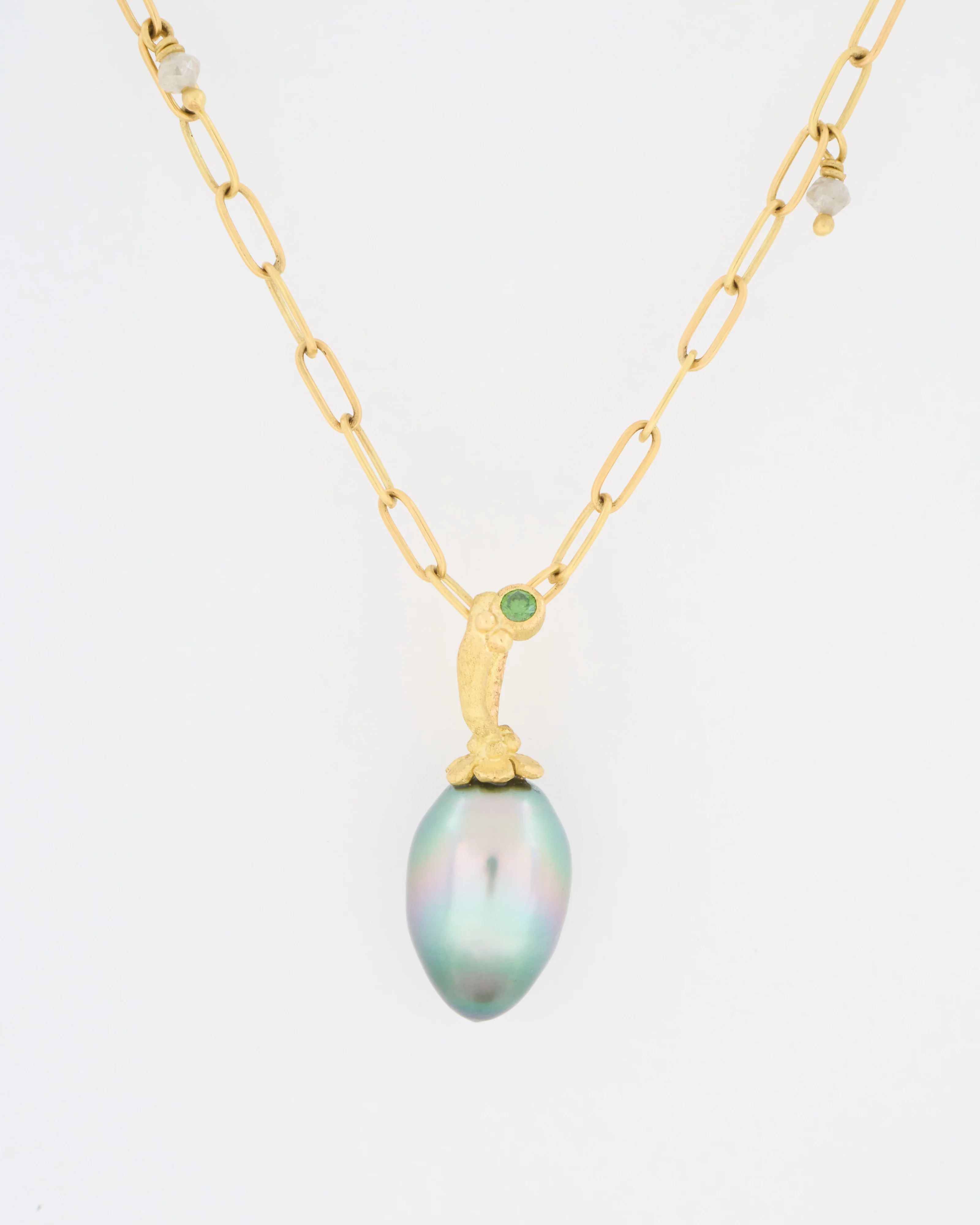 tahiti pearl pendant w/ green diamond - Image 2