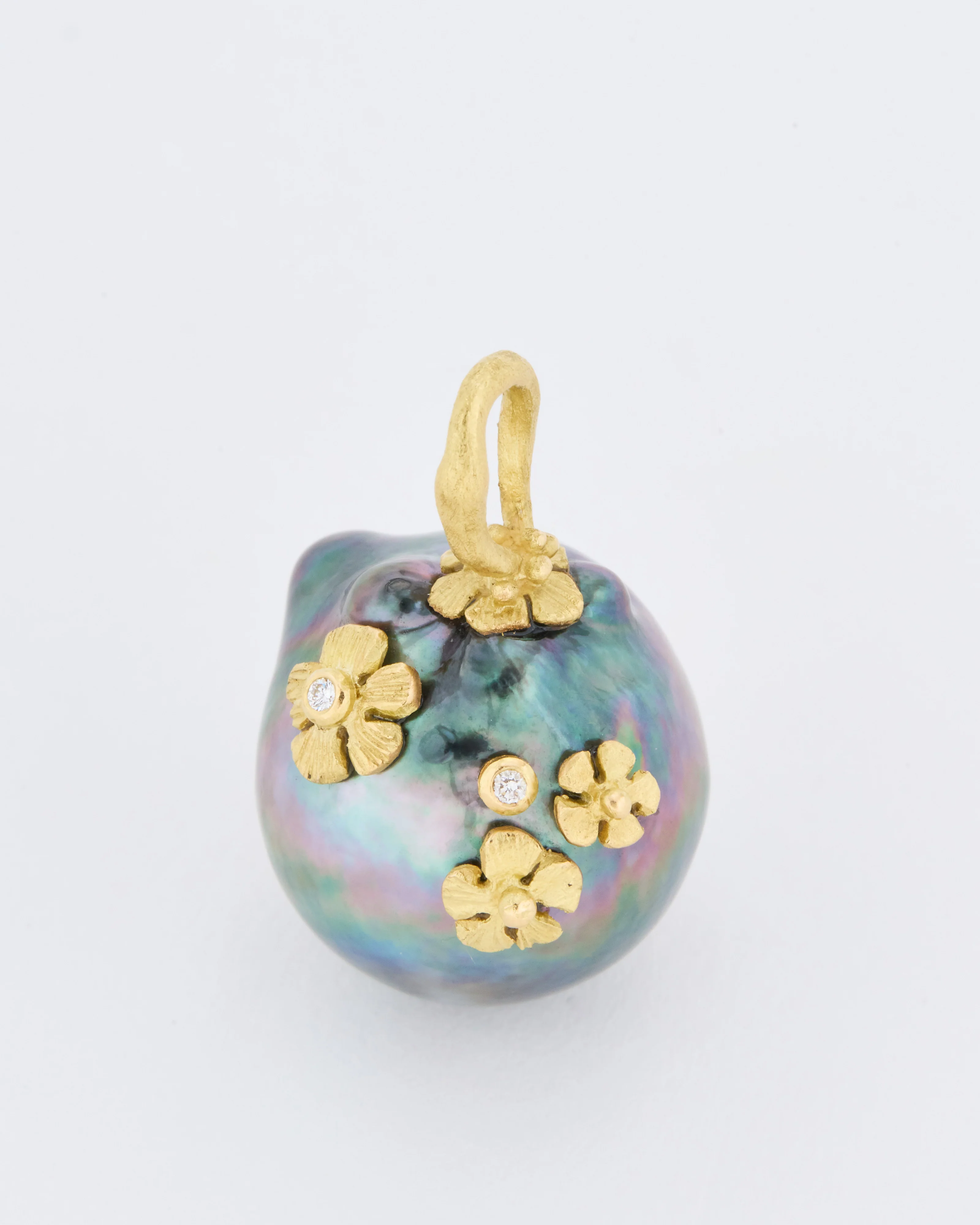 tahitian pearl pendant with flowers - Image 2