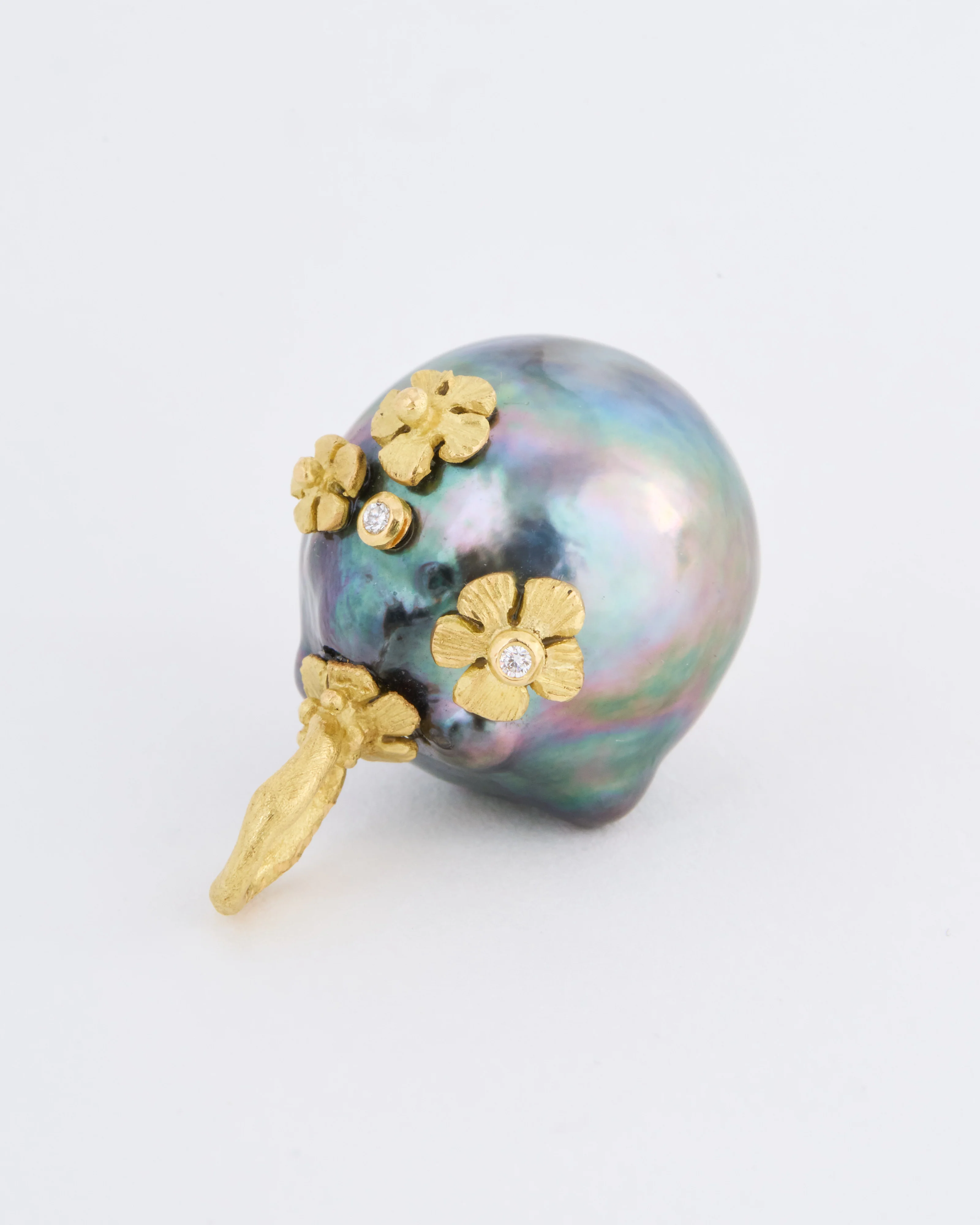 tahitian pearl pendant with flowers - Image 3