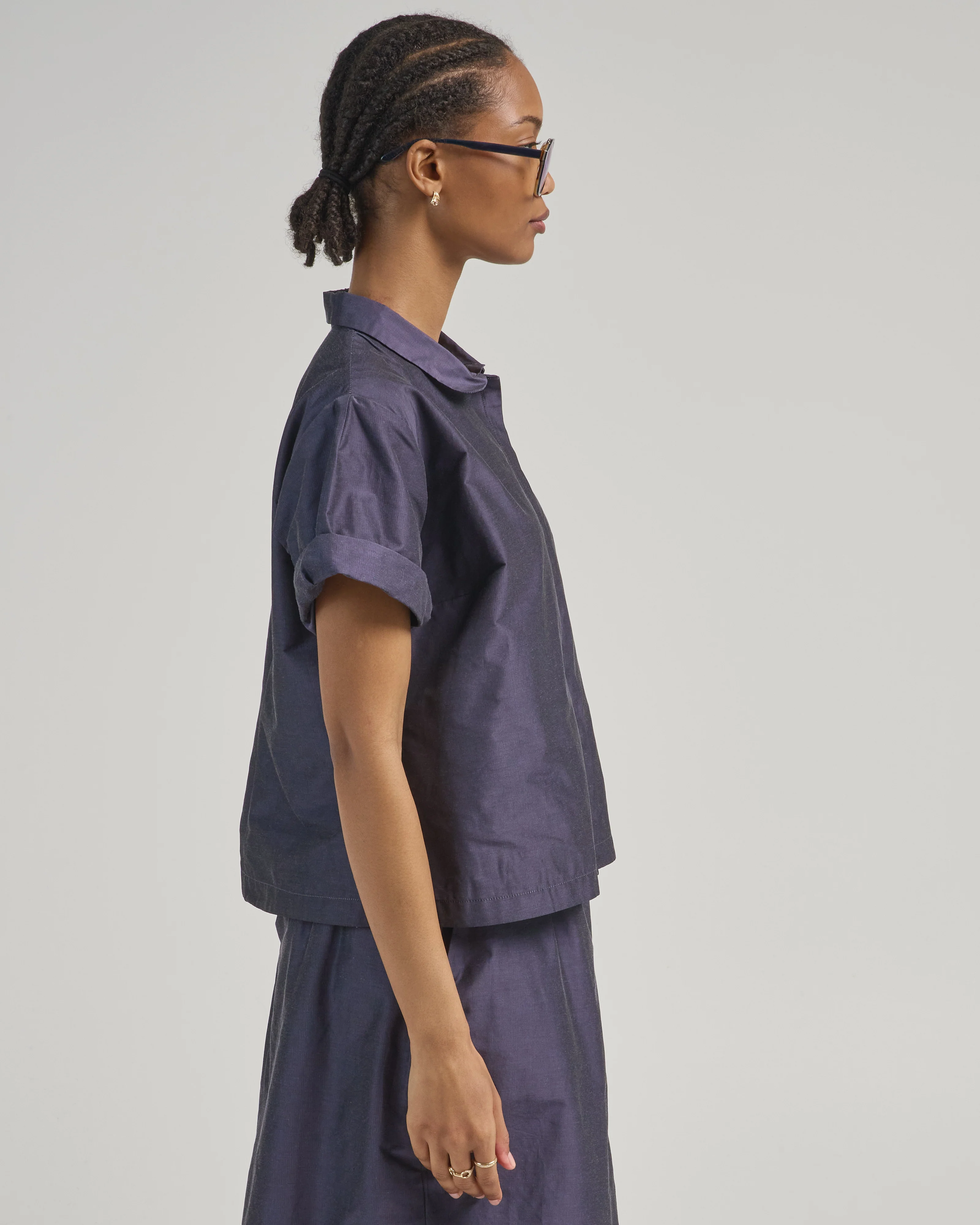 short sleeve taffeta blouse - Image 4