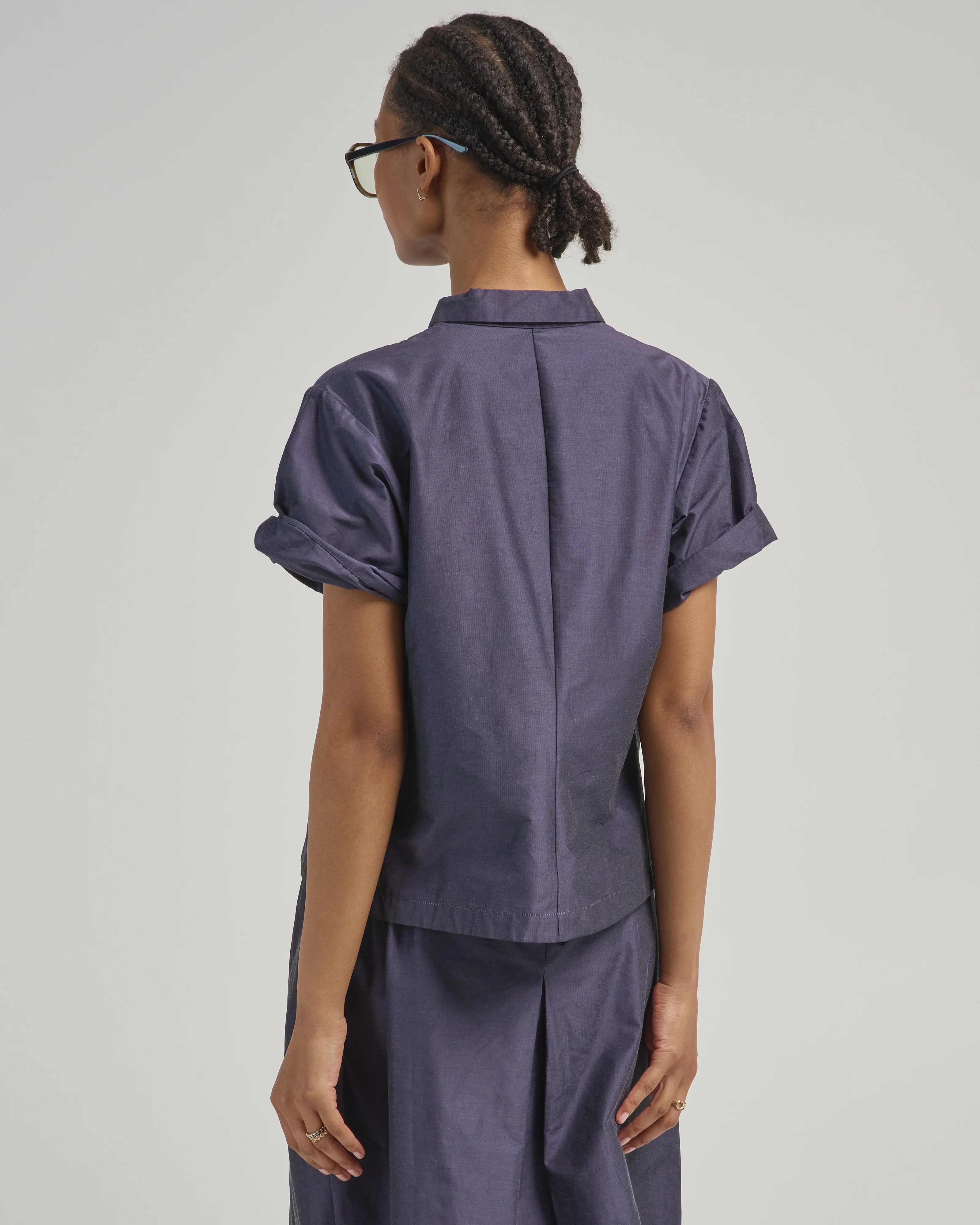 short sleeve taffeta blouse - Image 5