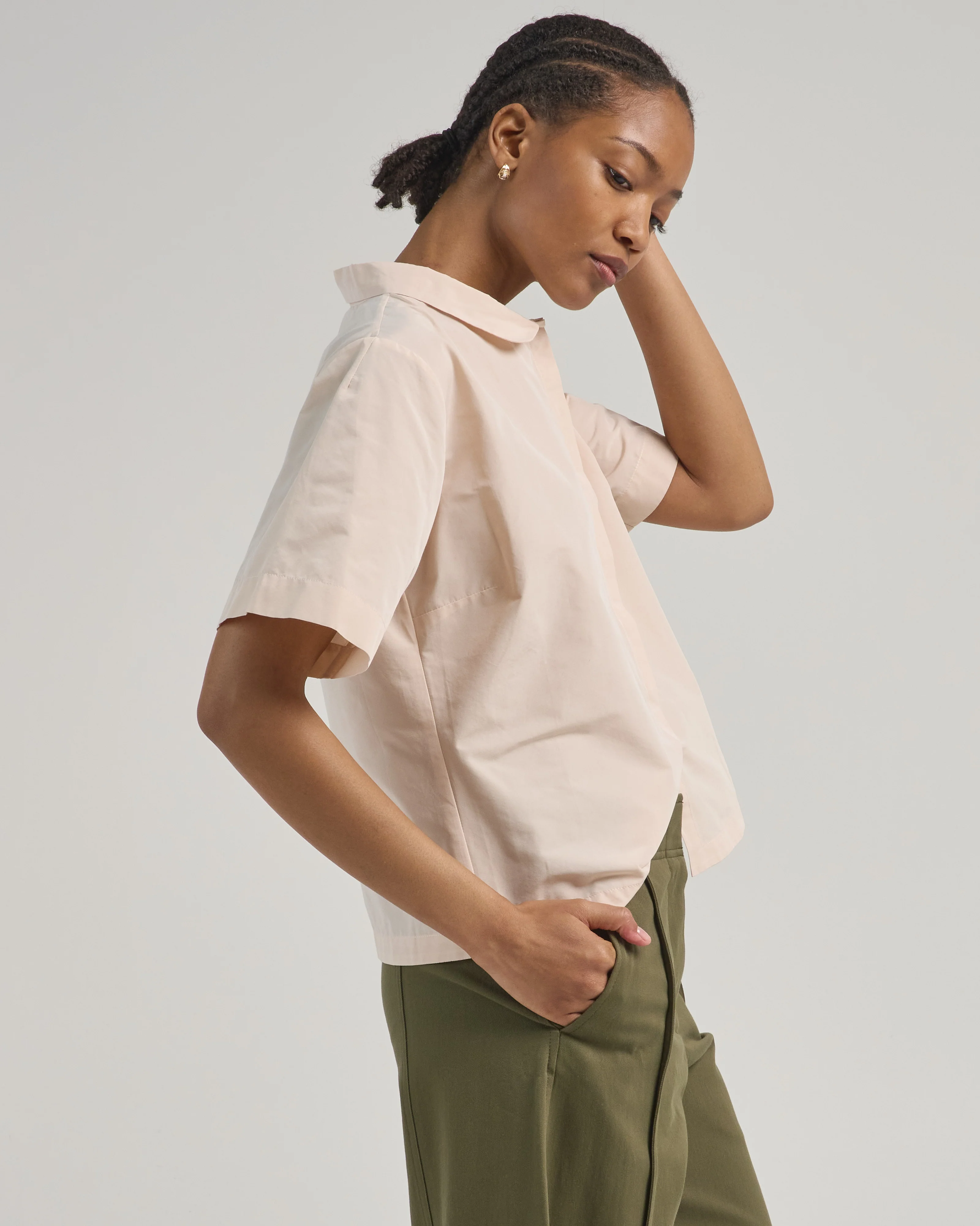 short sleeve taffeta blouse - Image 3