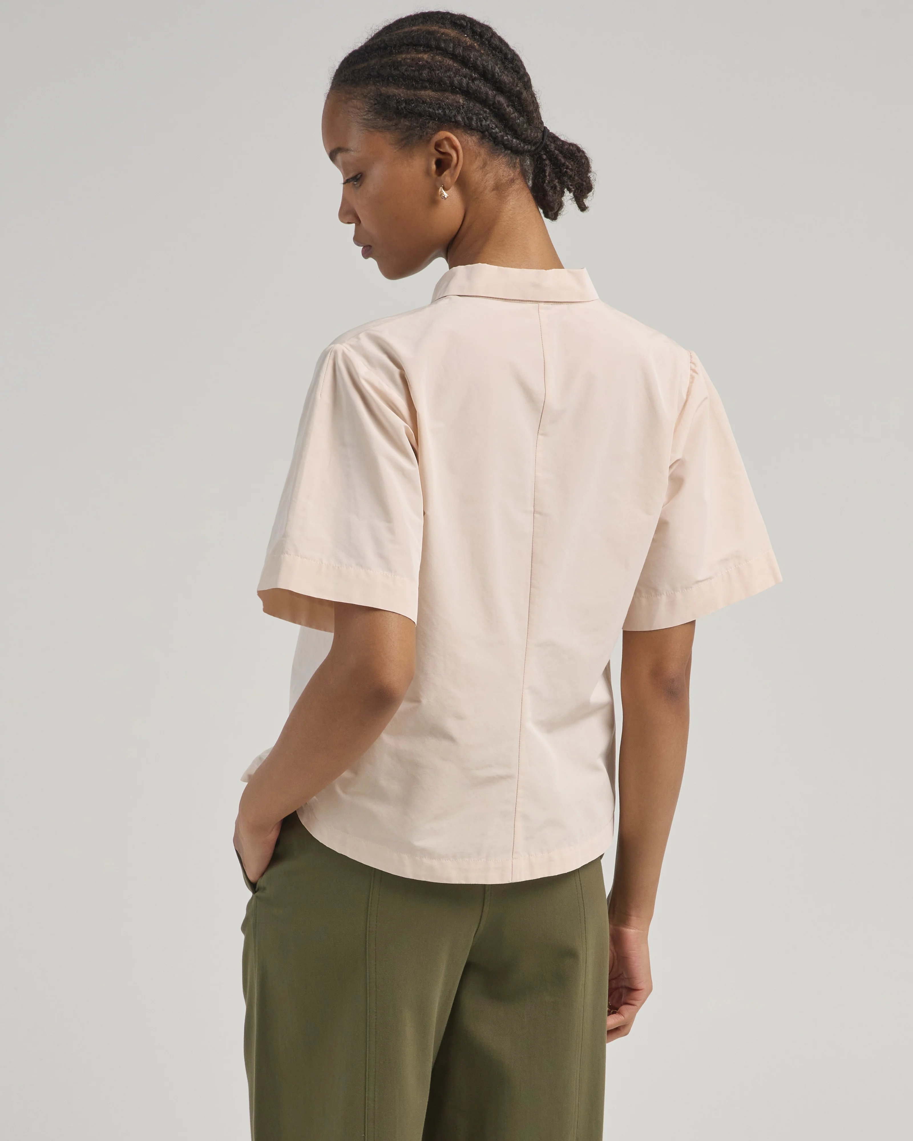 short sleeve taffeta blouse - Image 4