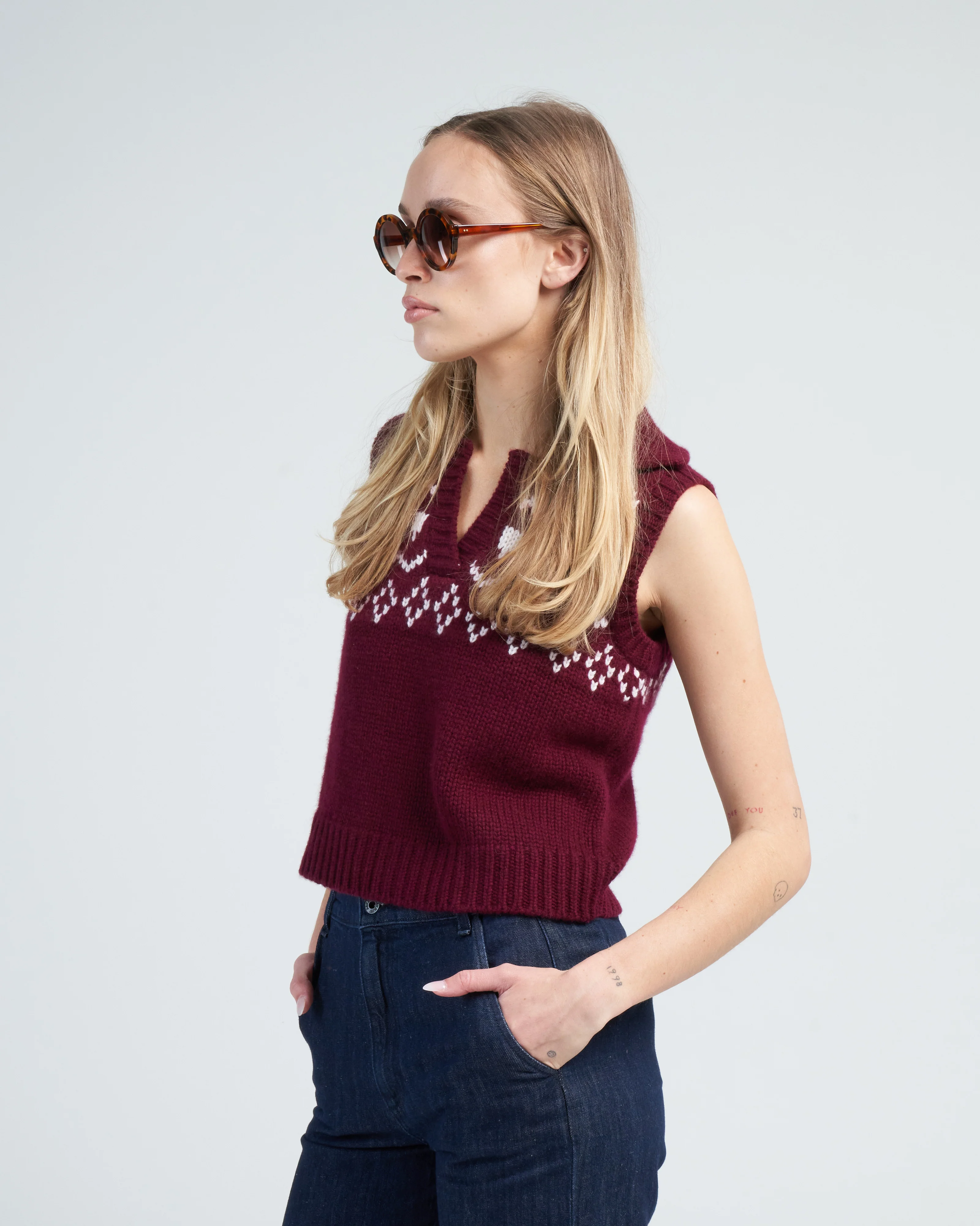 remington vest - cherry/cream jacquard - Image 3