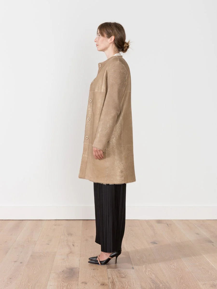 metallic shearling coat - Image 3