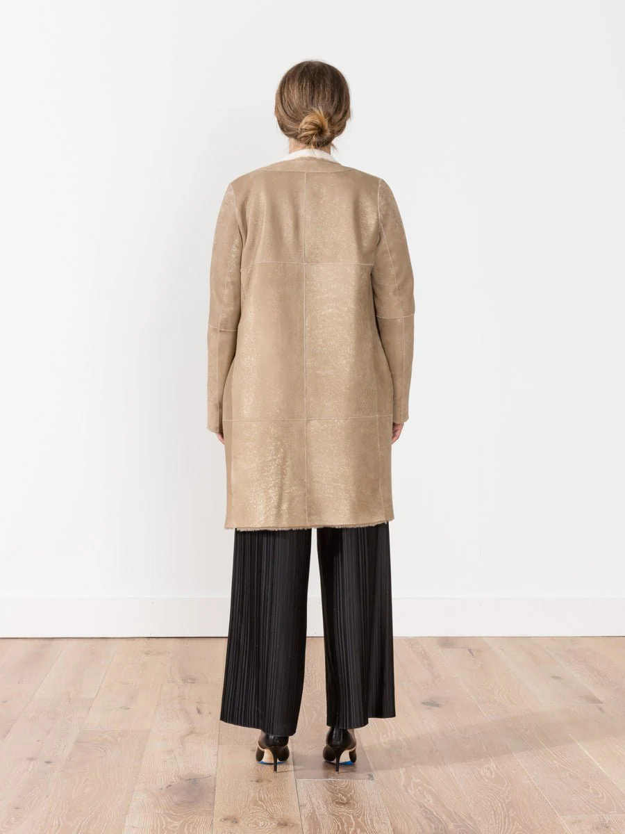 metallic shearling coat - Image 4