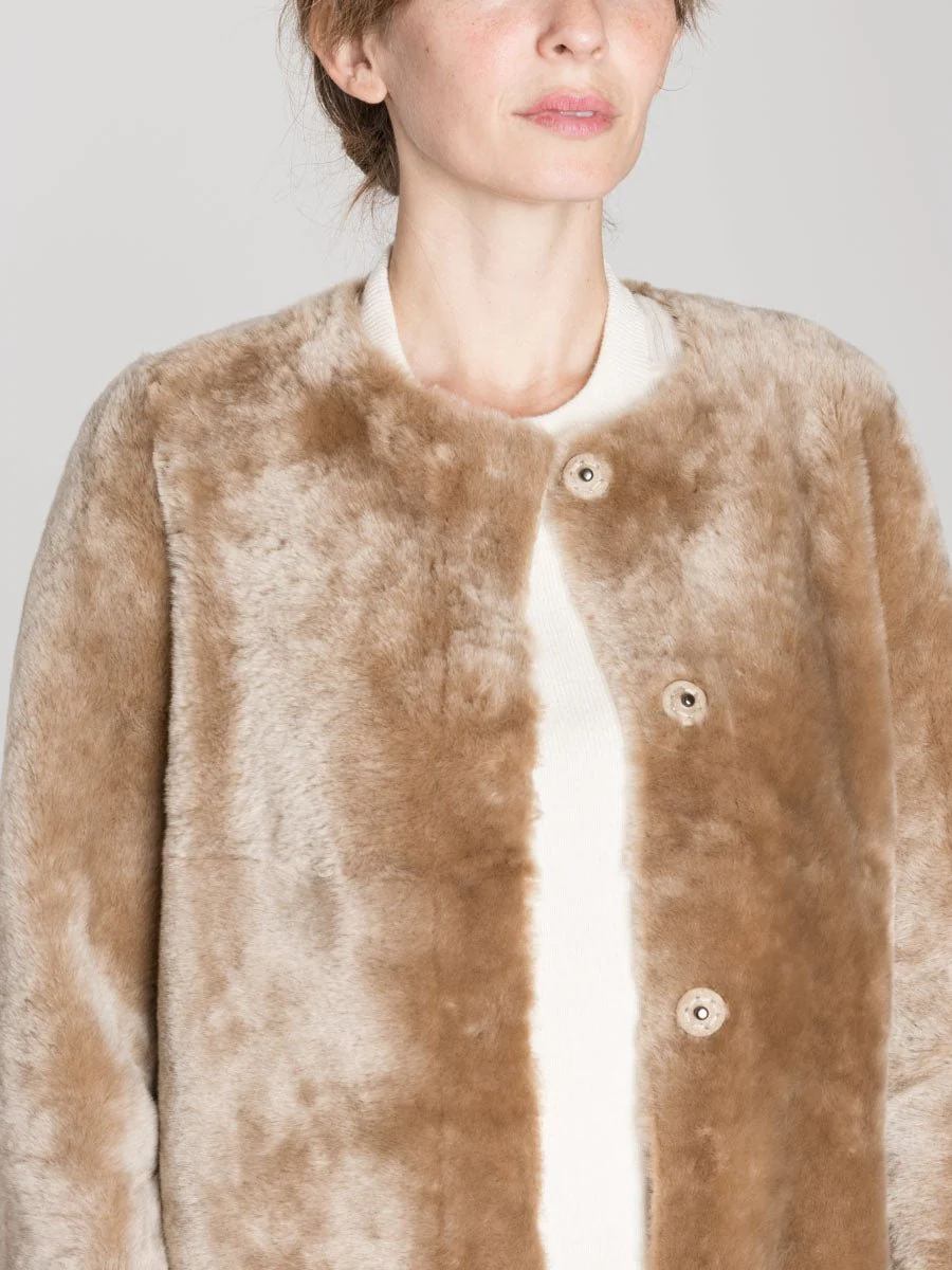 metallic shearling coat - Image 5