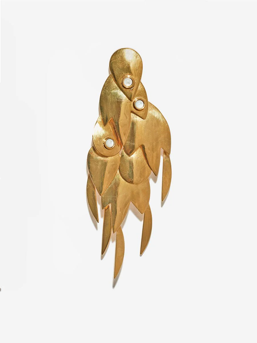 golden feather earrings - Image 2