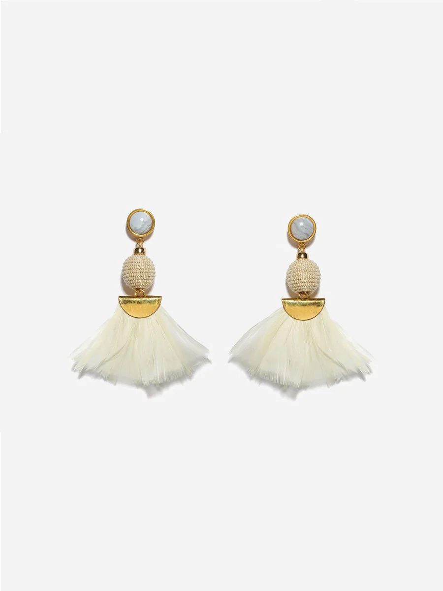 white parrot earrings