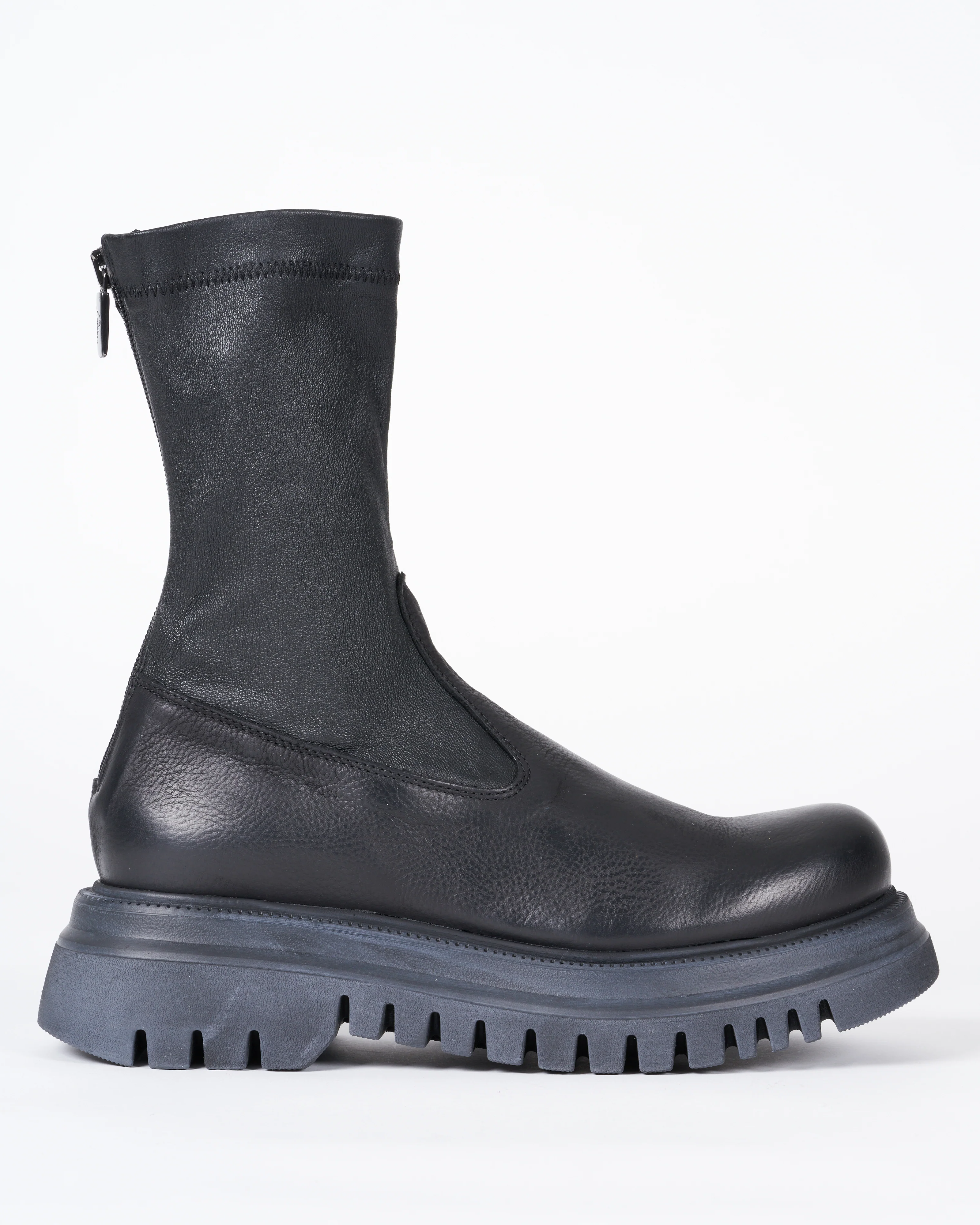 stretch leather  - lug sole short boot - Image 3