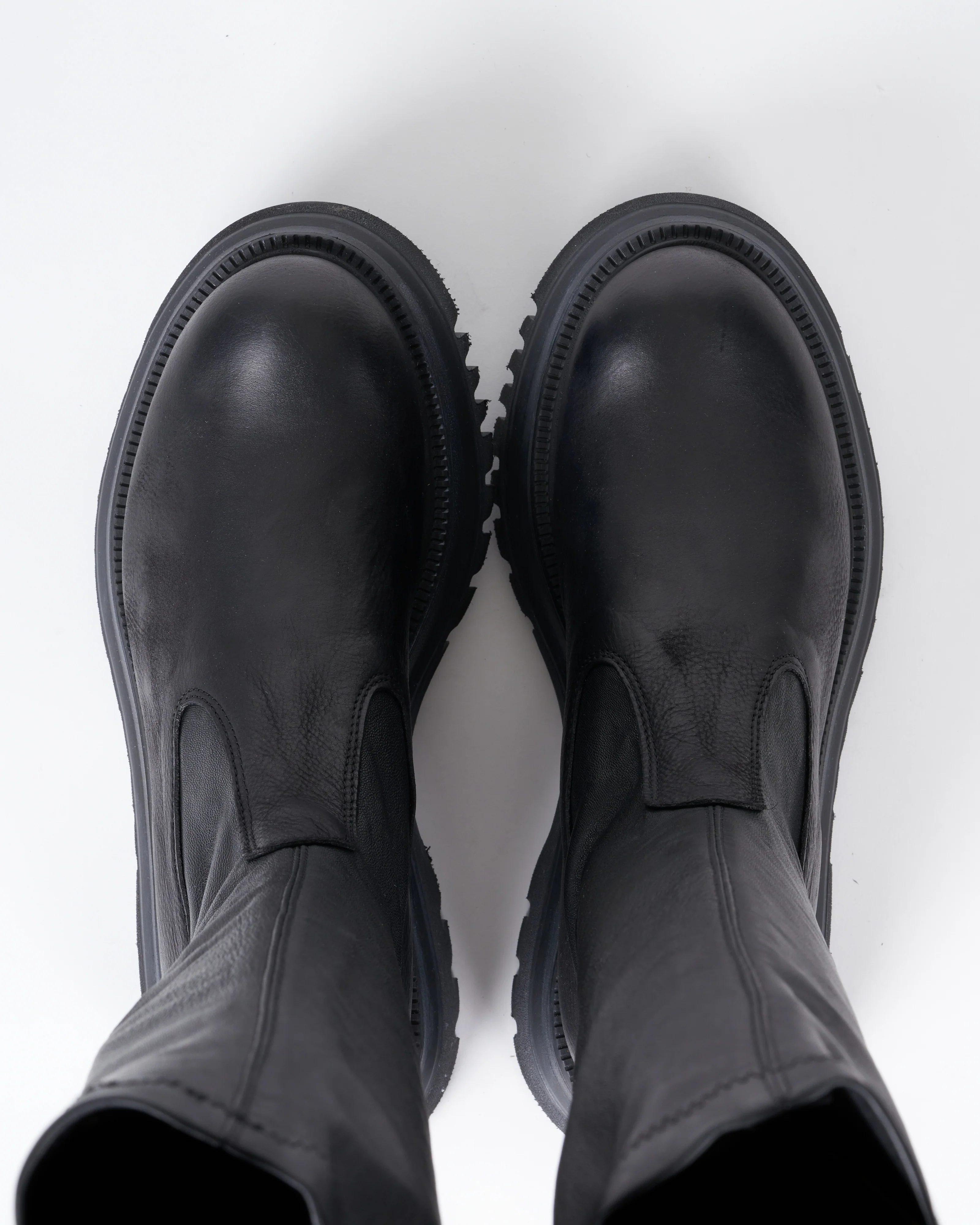 stretch leather -  lug sole tall boot - Image 3