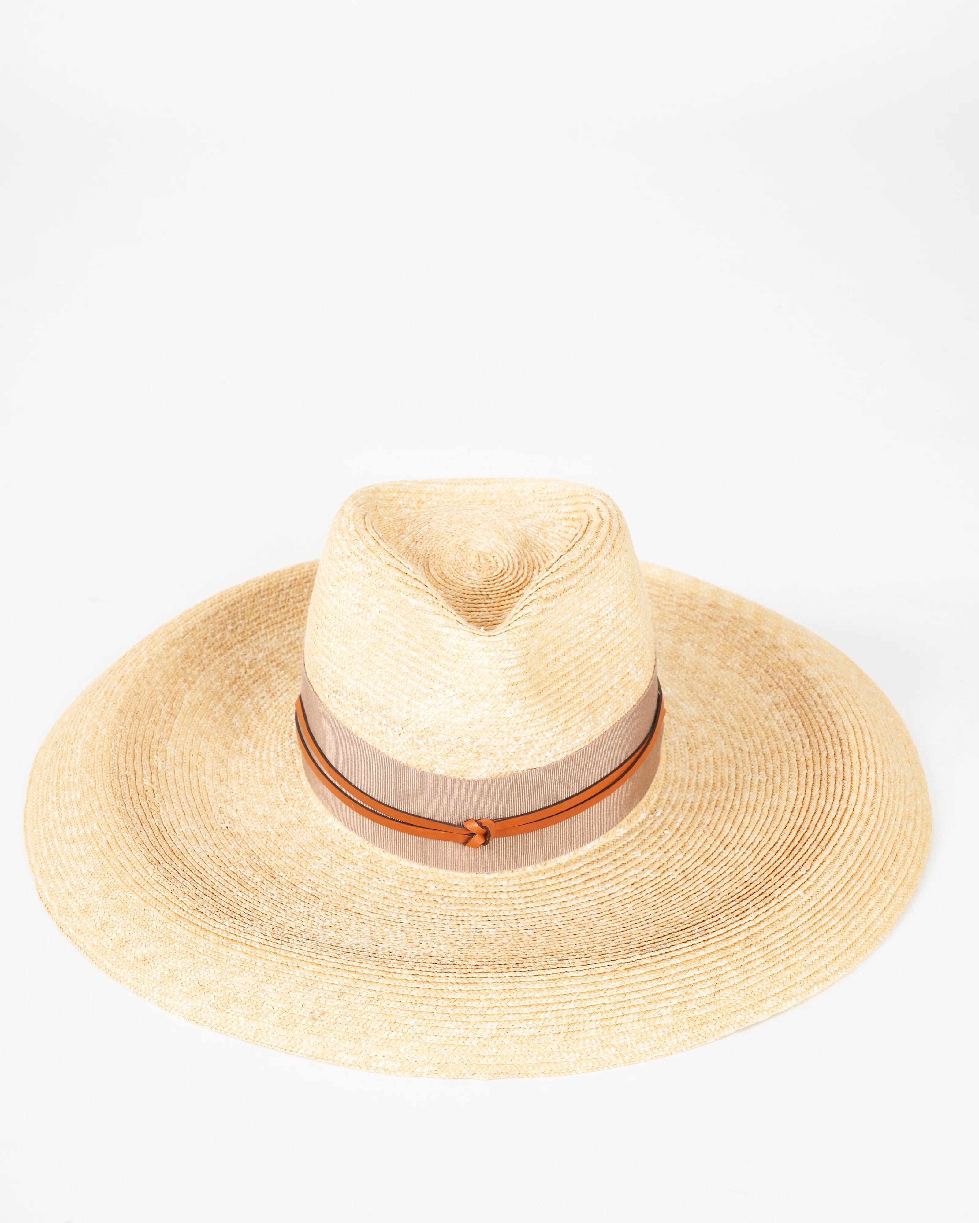 camargo wide brim hat with grosgrain and leather - natural and camel - Image 3