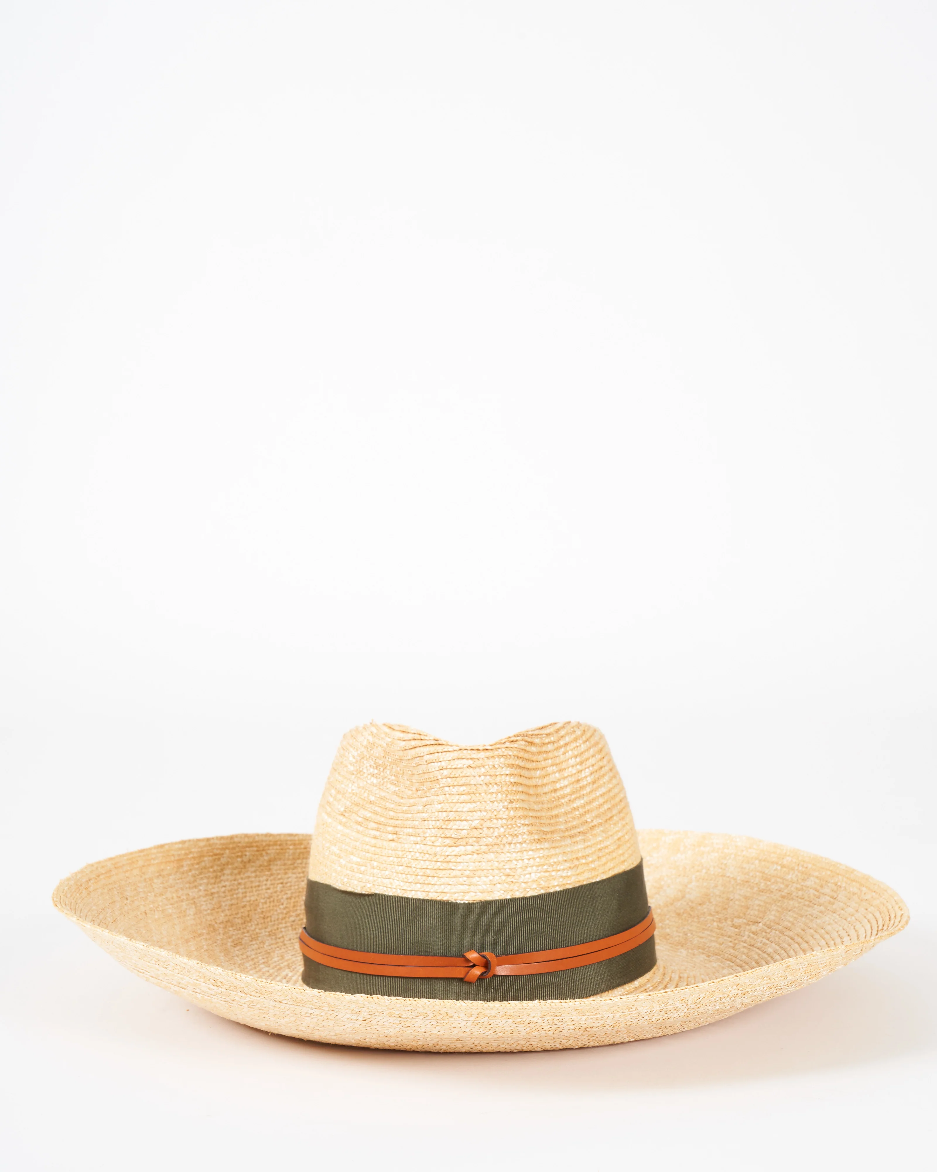 camargo wide brim hat with grosgrain and leather - natural and seaweed - Image 3