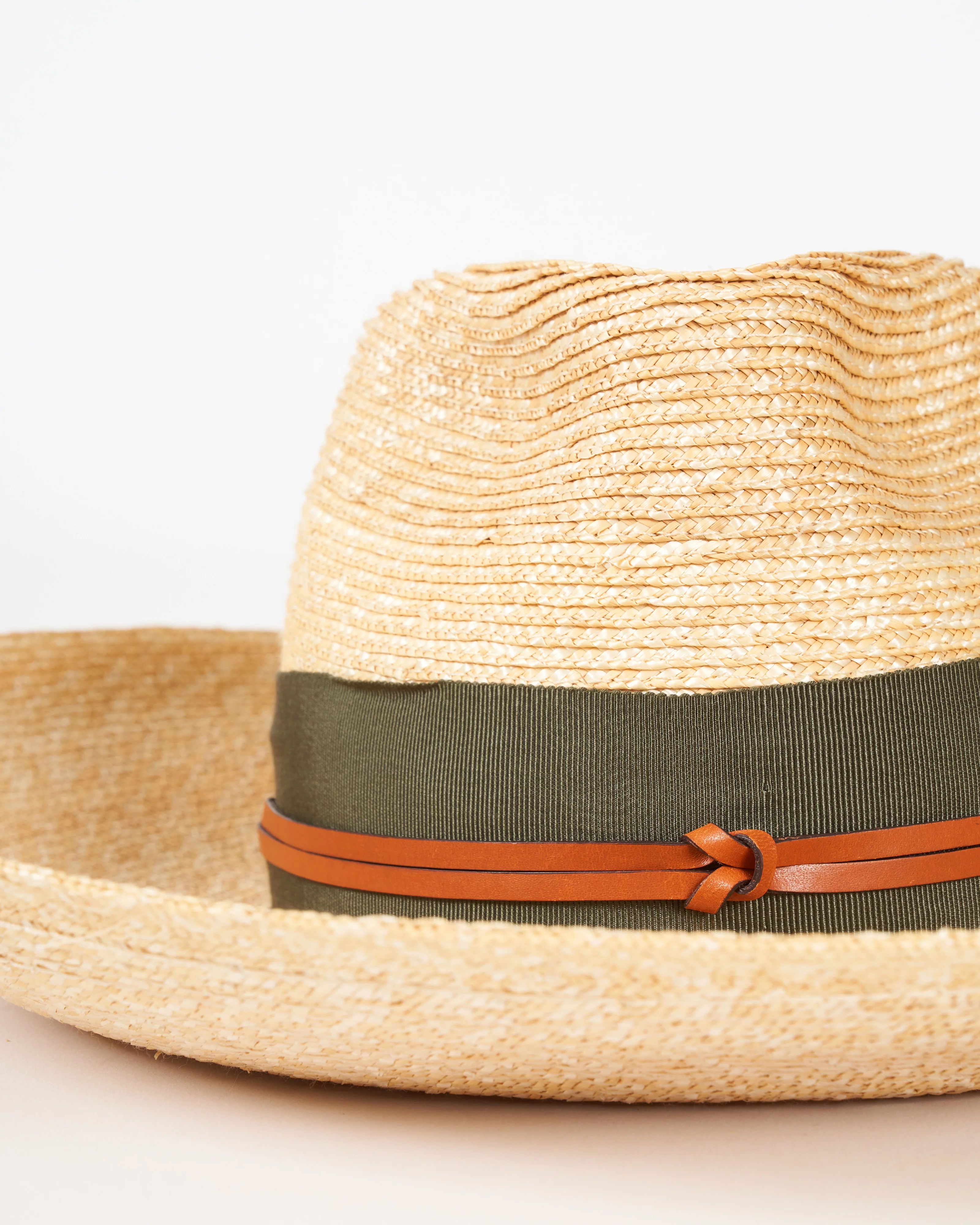 camargo wide brim hat with grosgrain and leather - natural and seaweed - Image 4