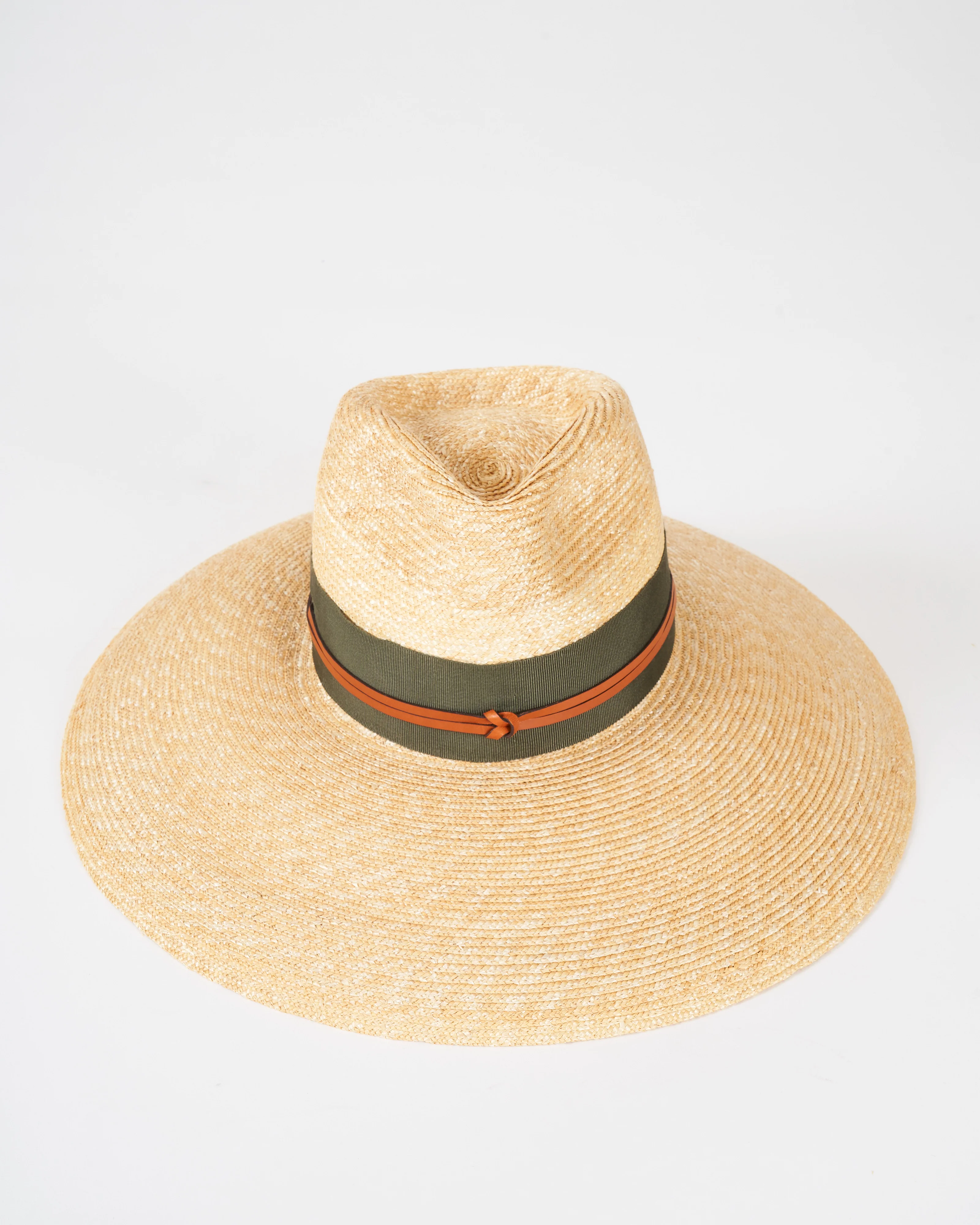camargo wide brim hat with grosgrain and leather - natural and seaweed - Image 6