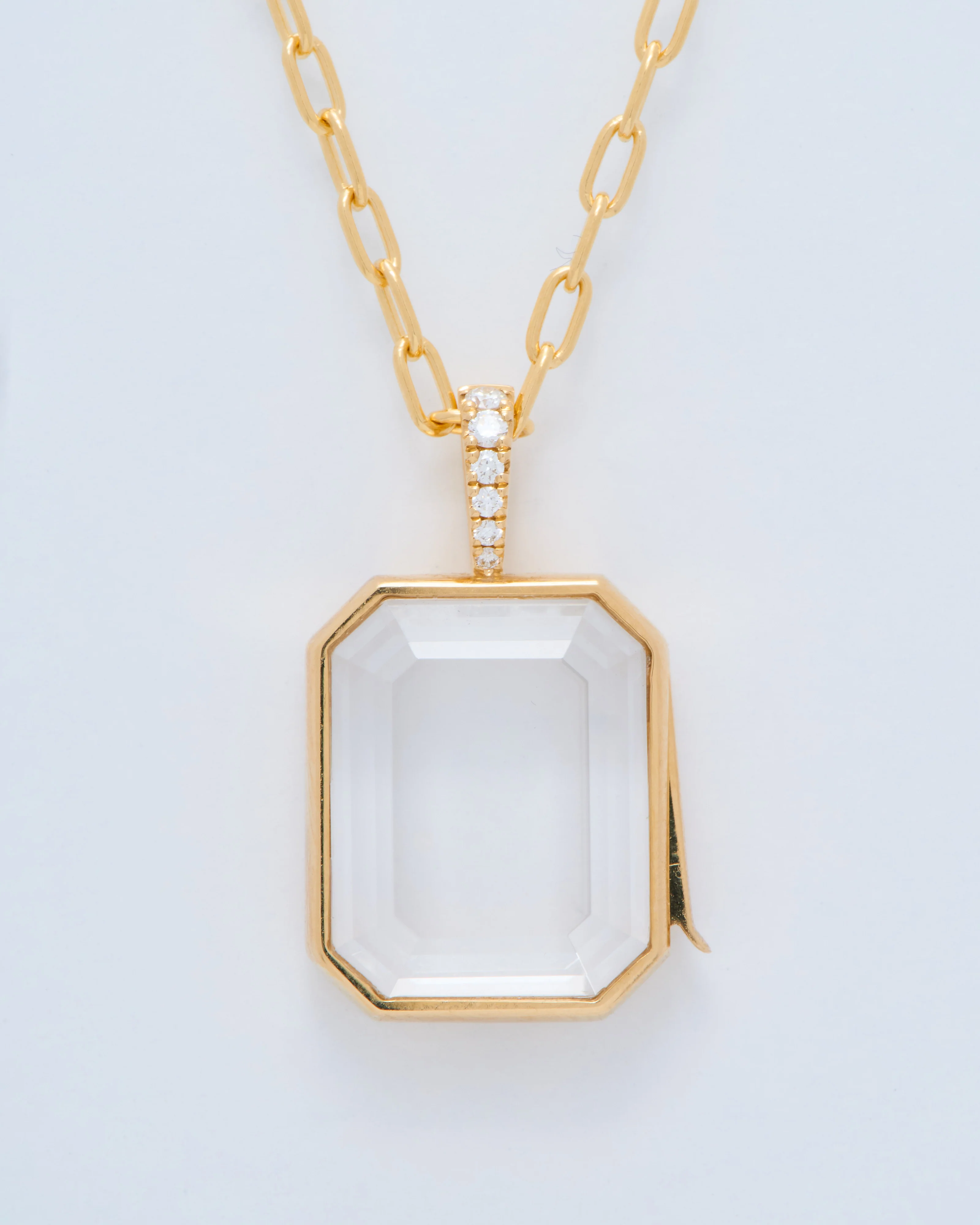 baguette oval locket necklace set - Image 2