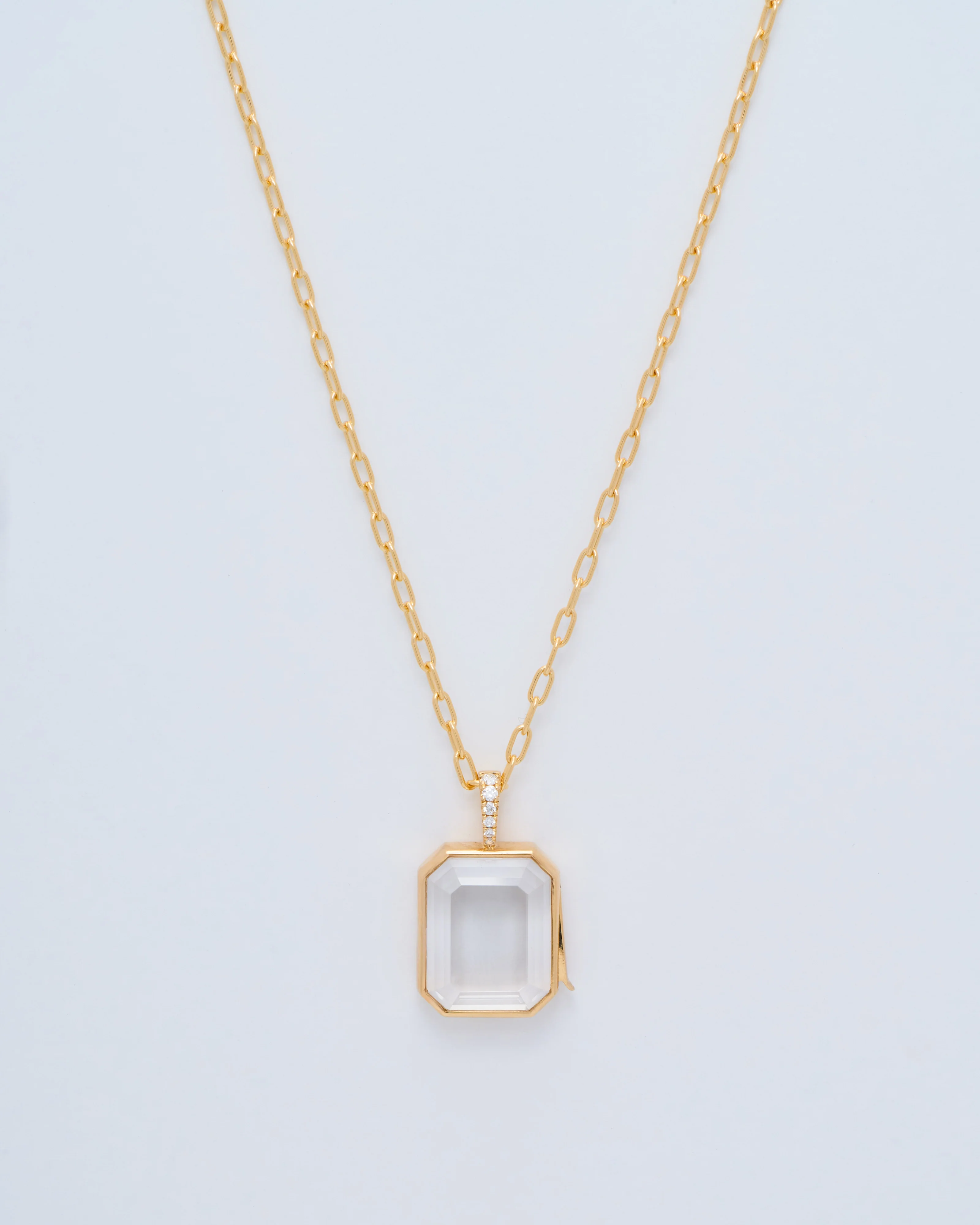 baguette oval locket necklace set - Image 3