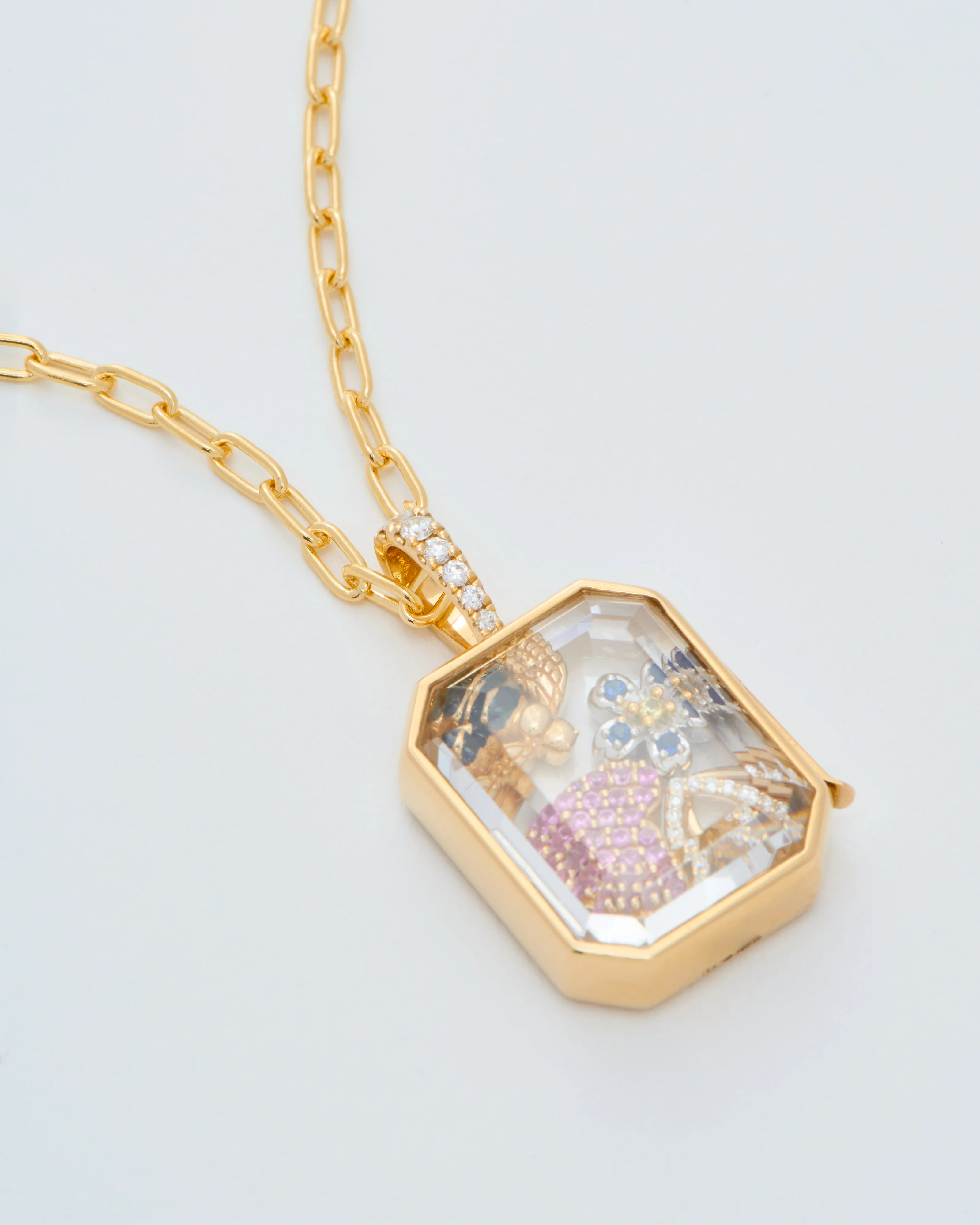 baguette oval locket necklace set - Image 5