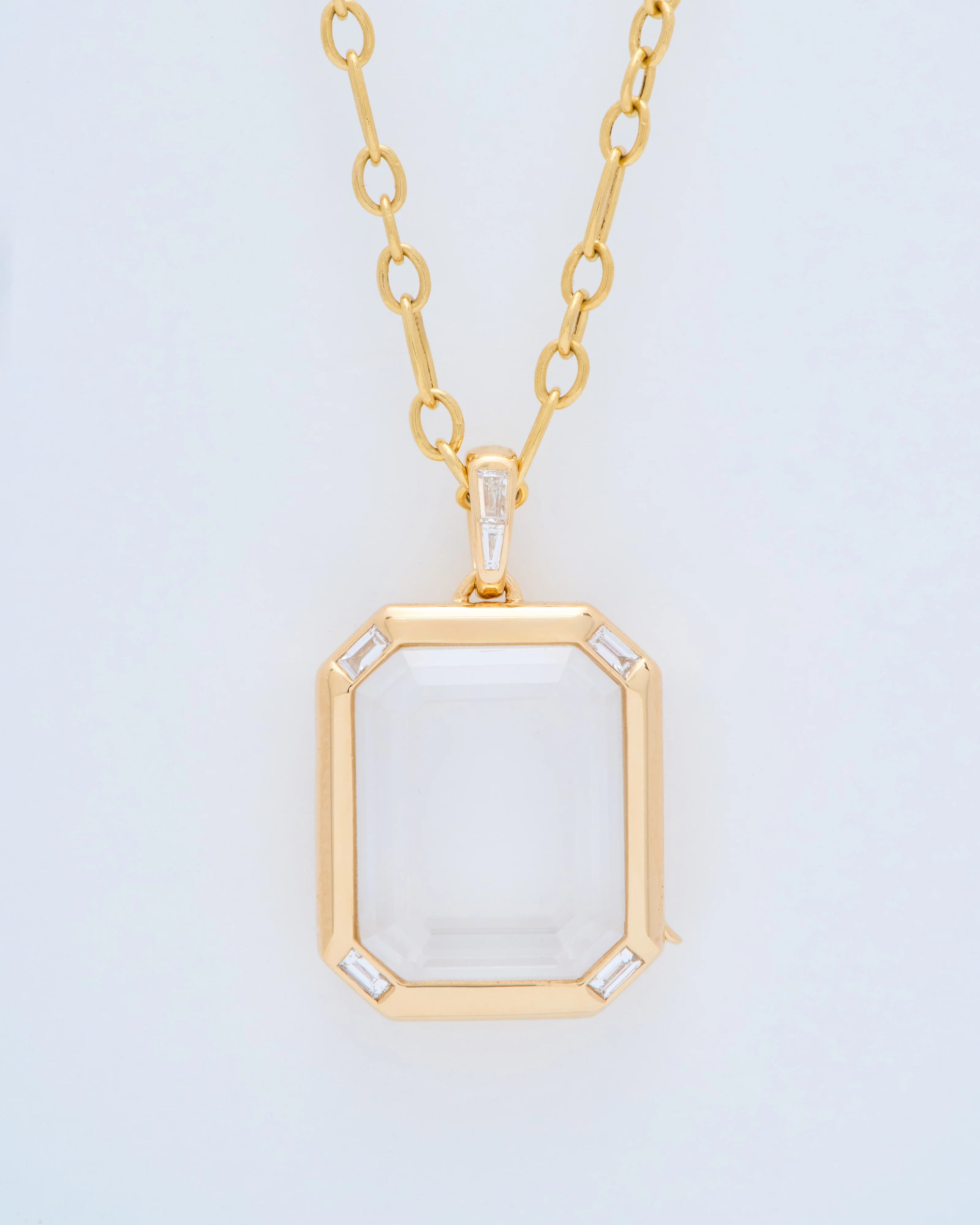 quatro baguette figaro locket necklace set - Image 2