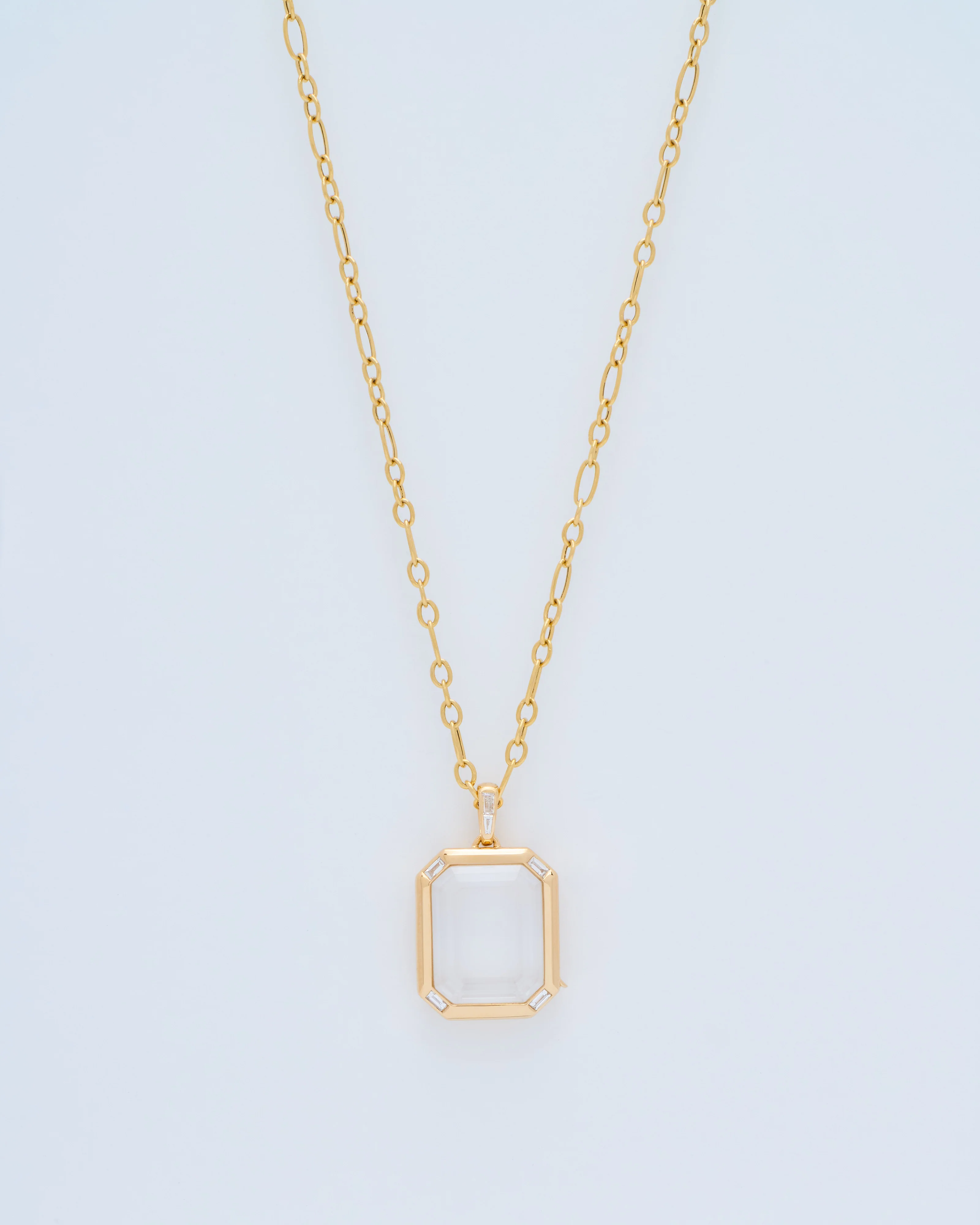 quatro baguette figaro locket necklace set - Image 4