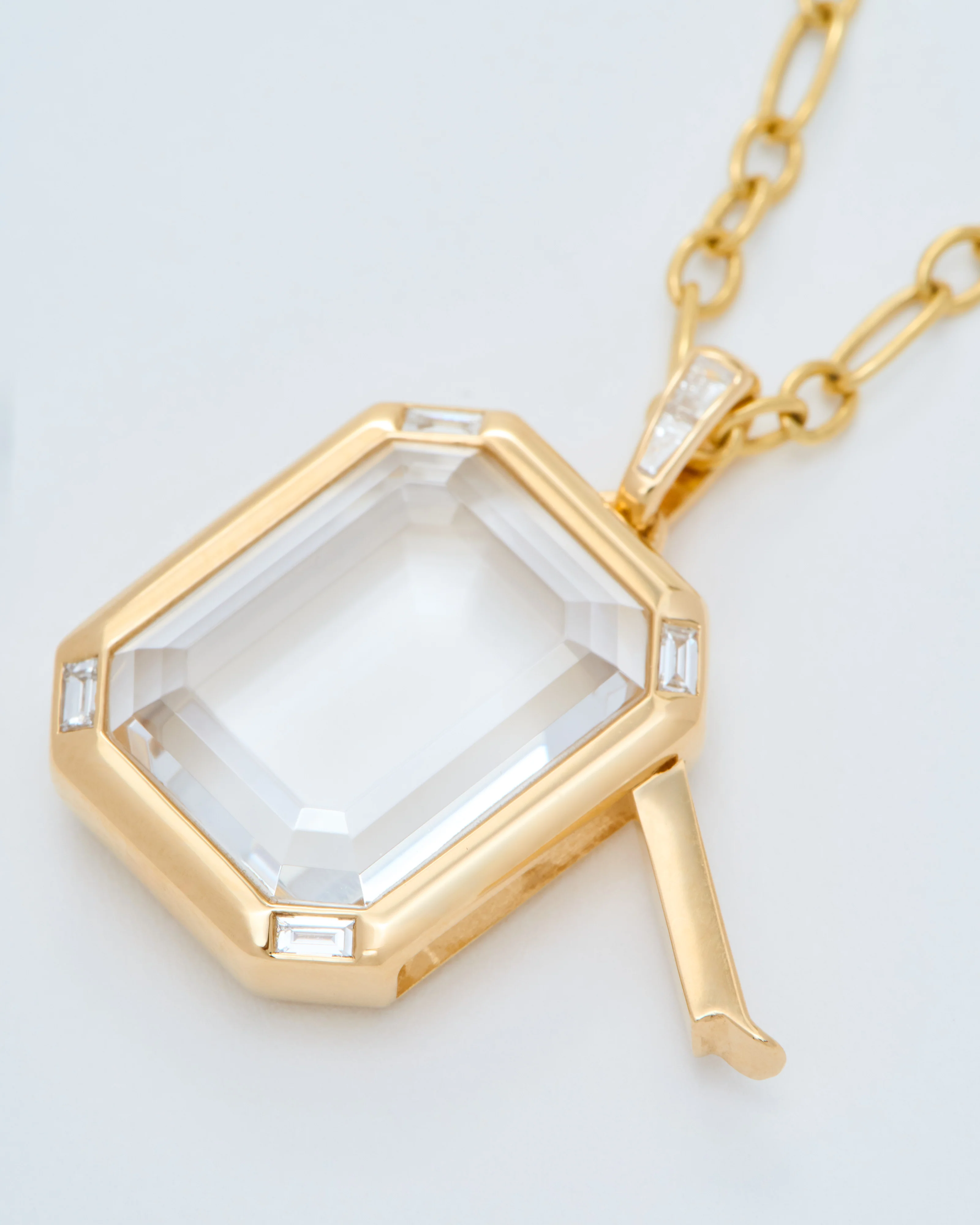 quatro baguette figaro locket necklace set - Image 5
