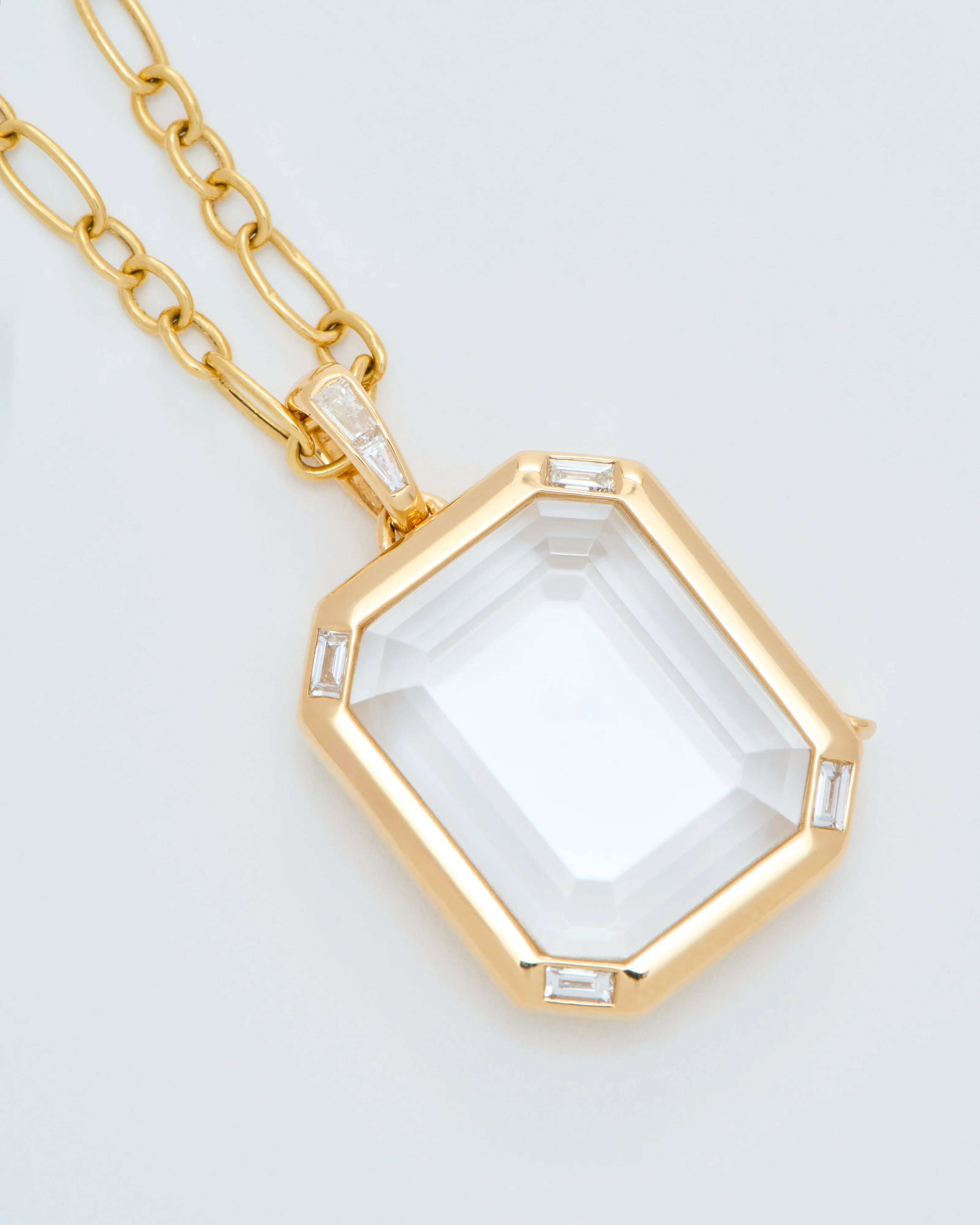 quatro baguette figaro locket necklace set - Image 6